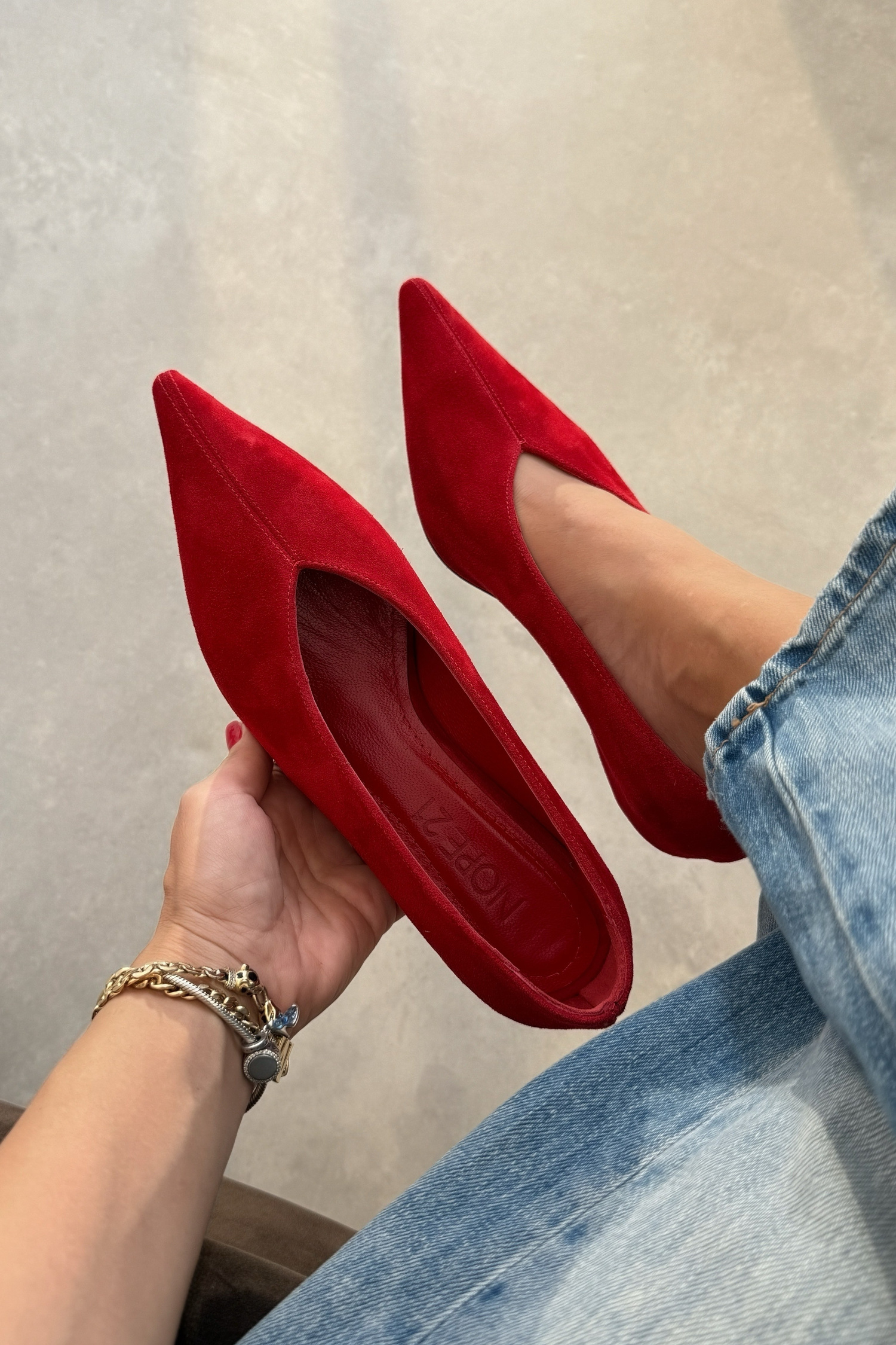Nella Kırmızı Hakiki Deri Süet Stiletto