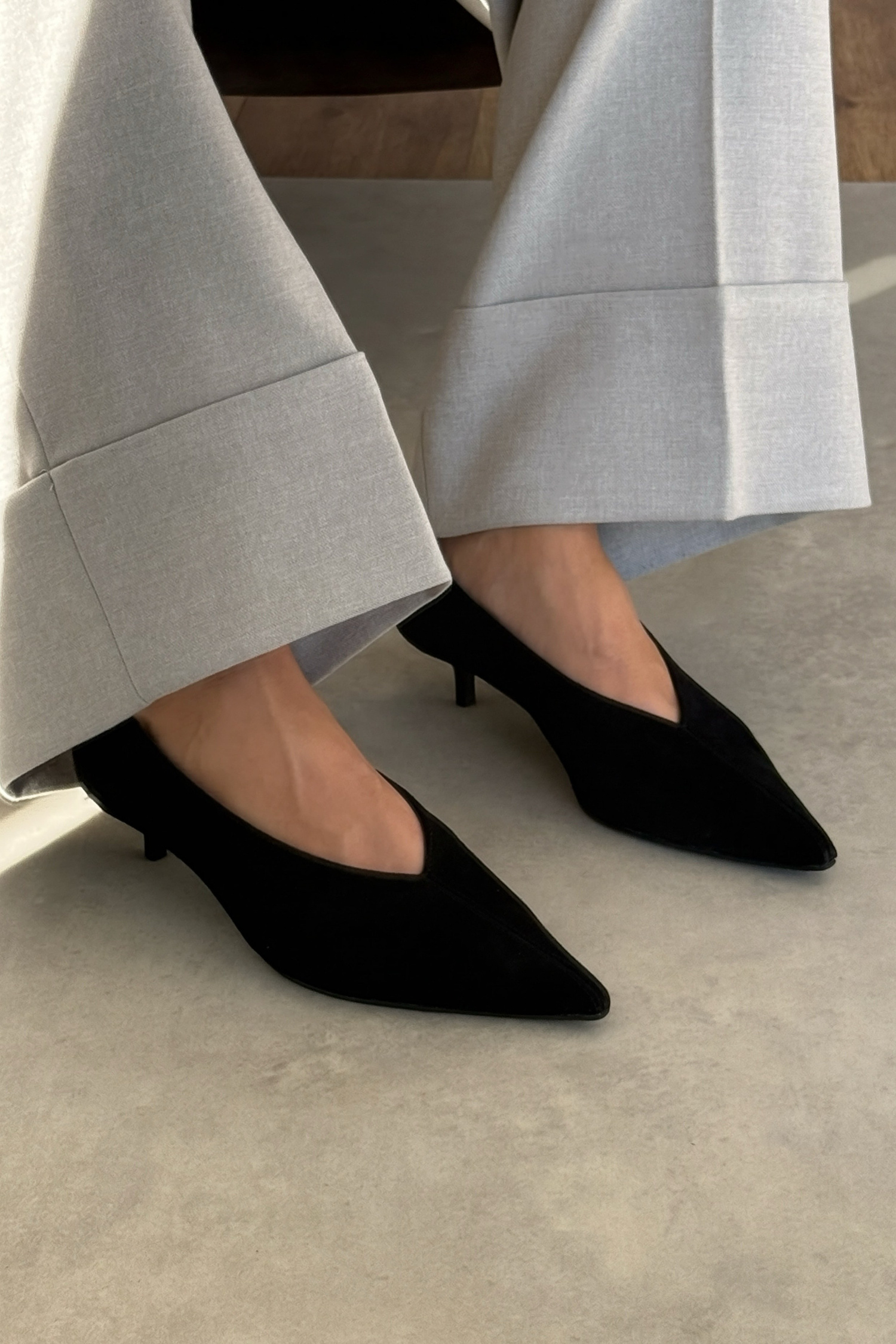Nella Siyah Hakiki Deri Süet Stiletto