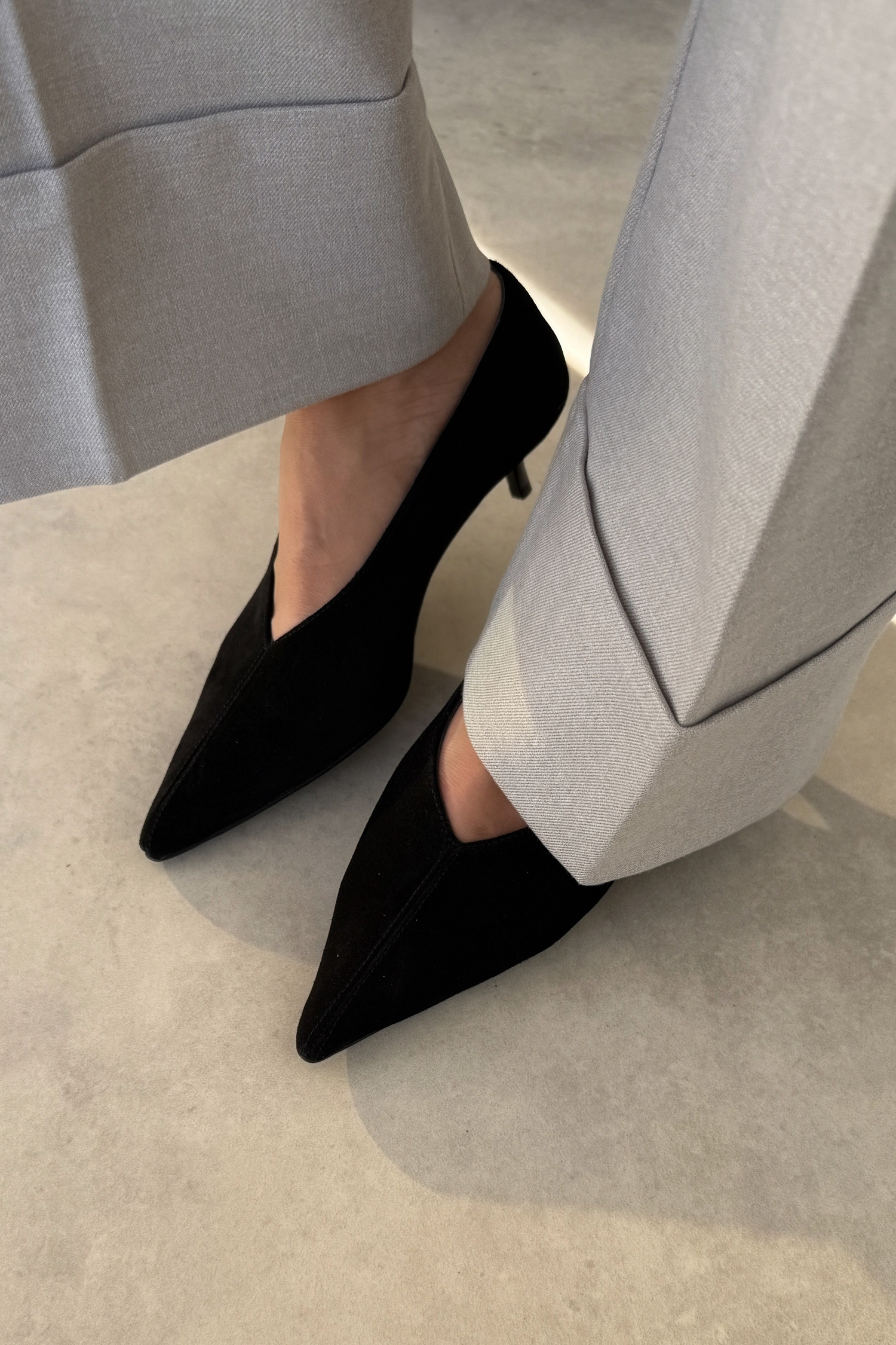 Nella Siyah Hakiki Deri Süet Stiletto