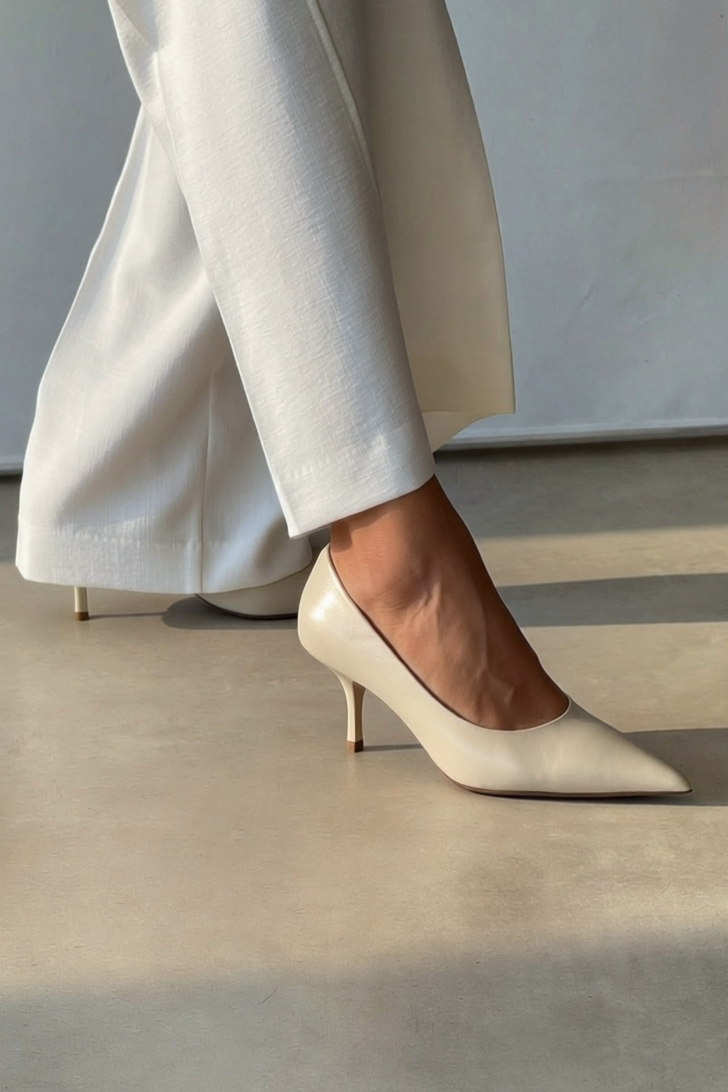 Newyork Bej Hakiki Deri Stiletto
