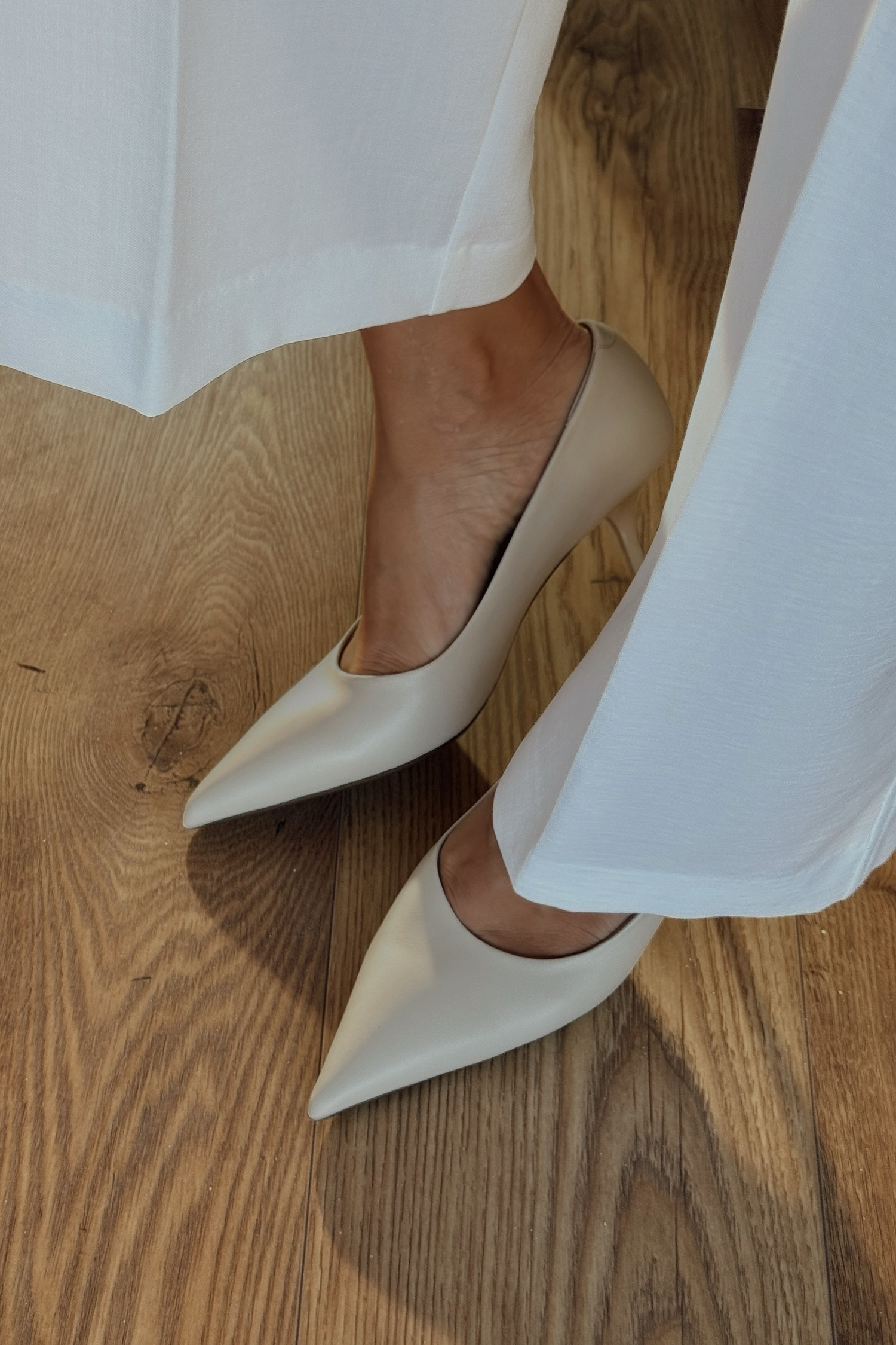 Newyork Bej Hakiki Deri Stiletto