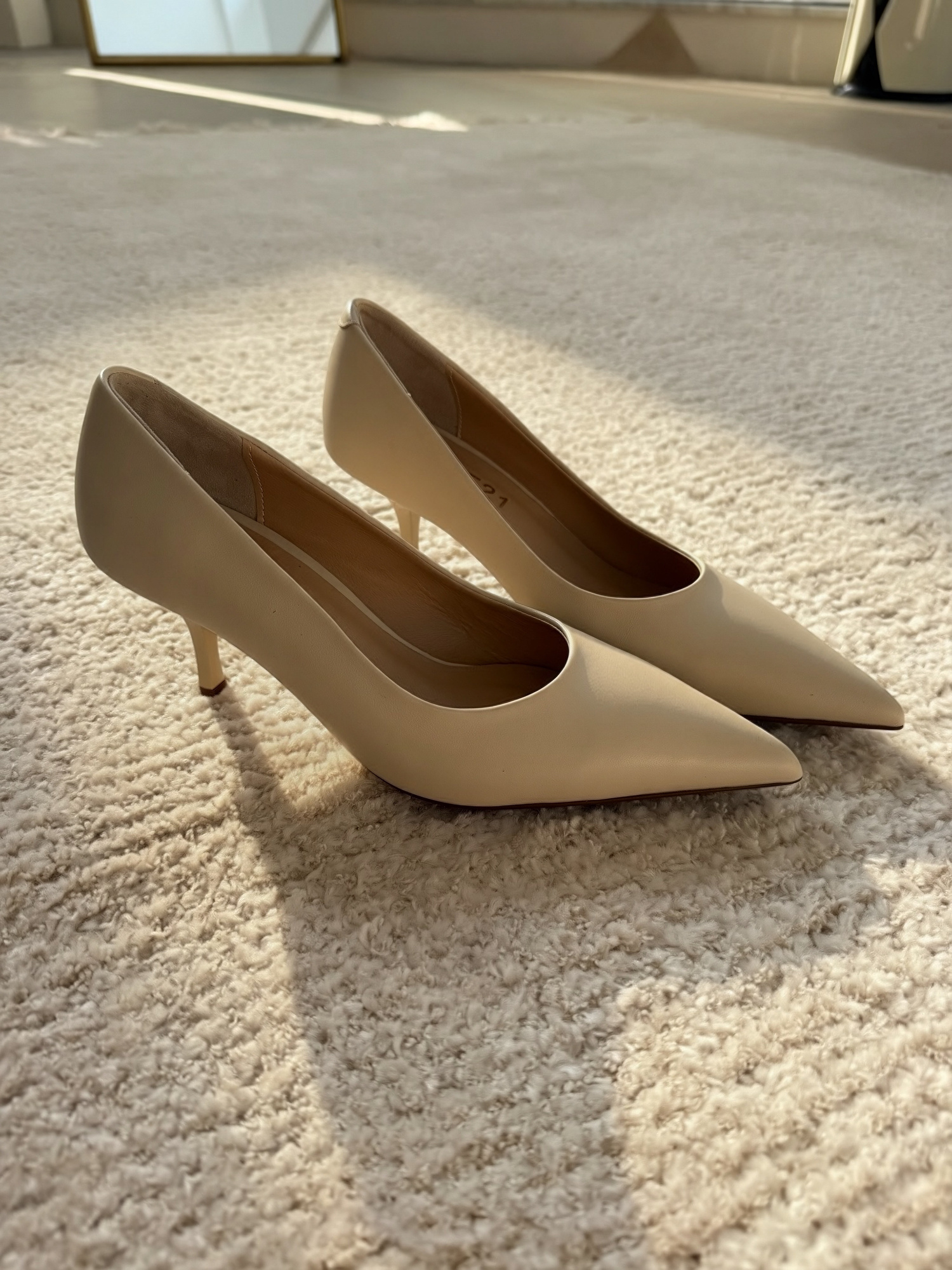 Newyork Bej Hakiki Deri Stiletto