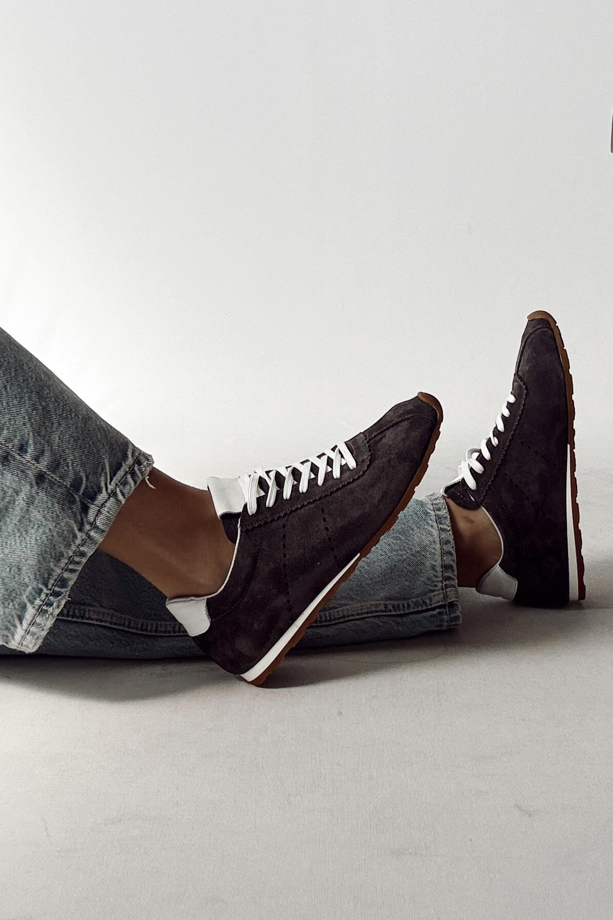 Sortie Antrasit Hakiki Deri Sneaker