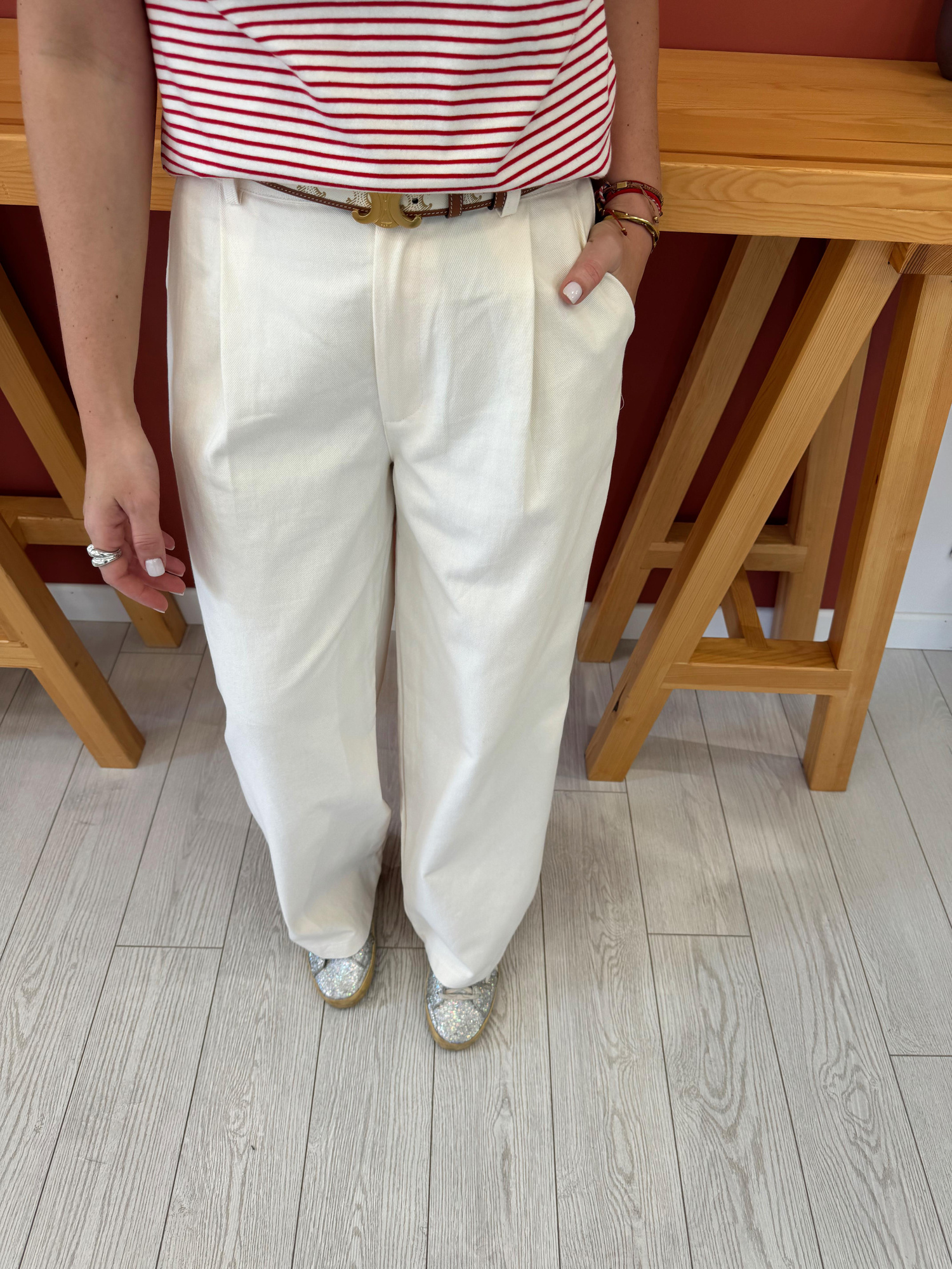 Bej Gabardin Palazzo Pantolon