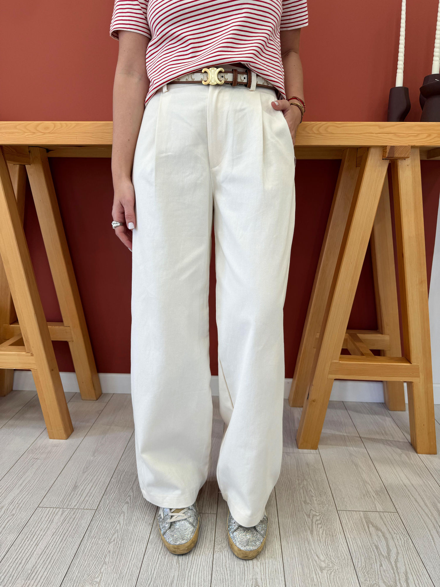 Bej Gabardin Palazzo Pantolon