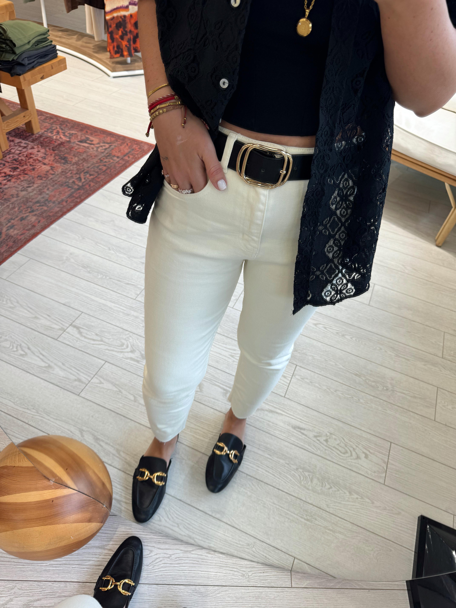 Komple Likralı,  Kesip Paça Bej Jean Pantalon