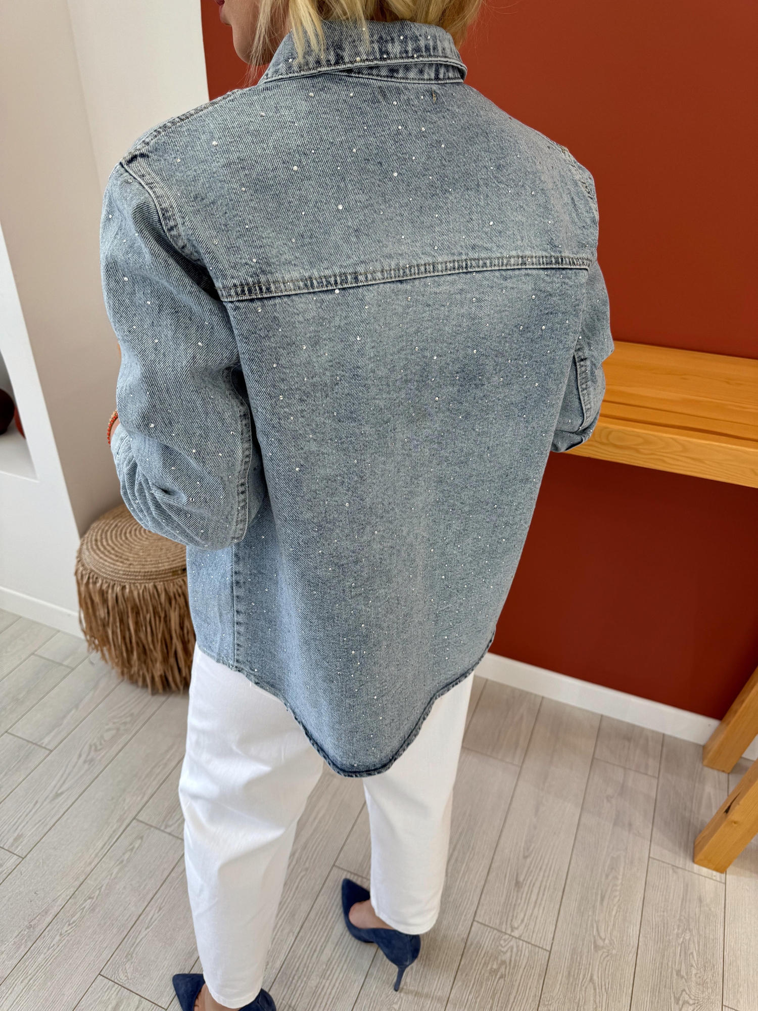 Komple Taşlı Jean Ceket