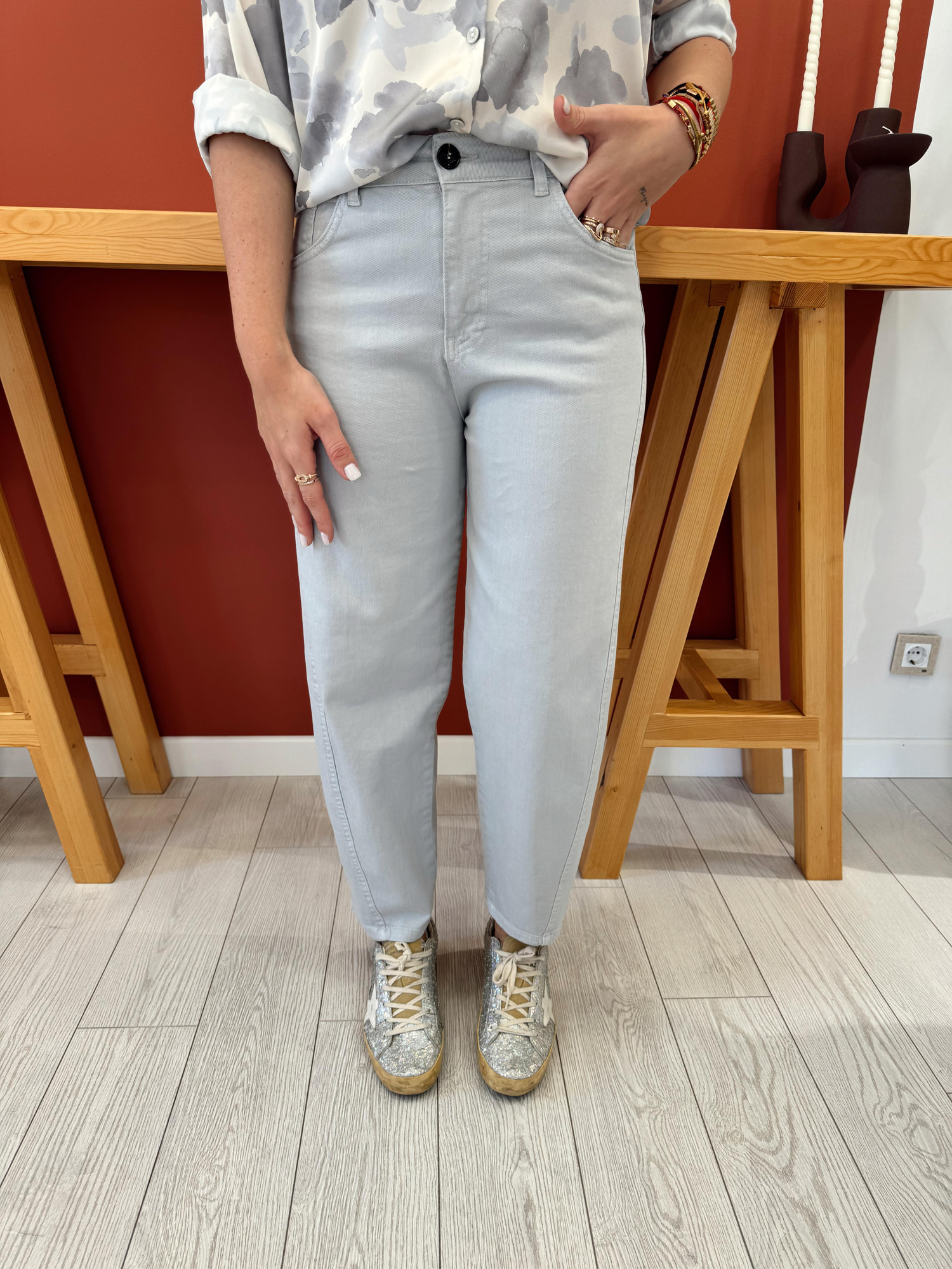 Orjinal Marka Binici Model Likralı Gri Jean Pantolon