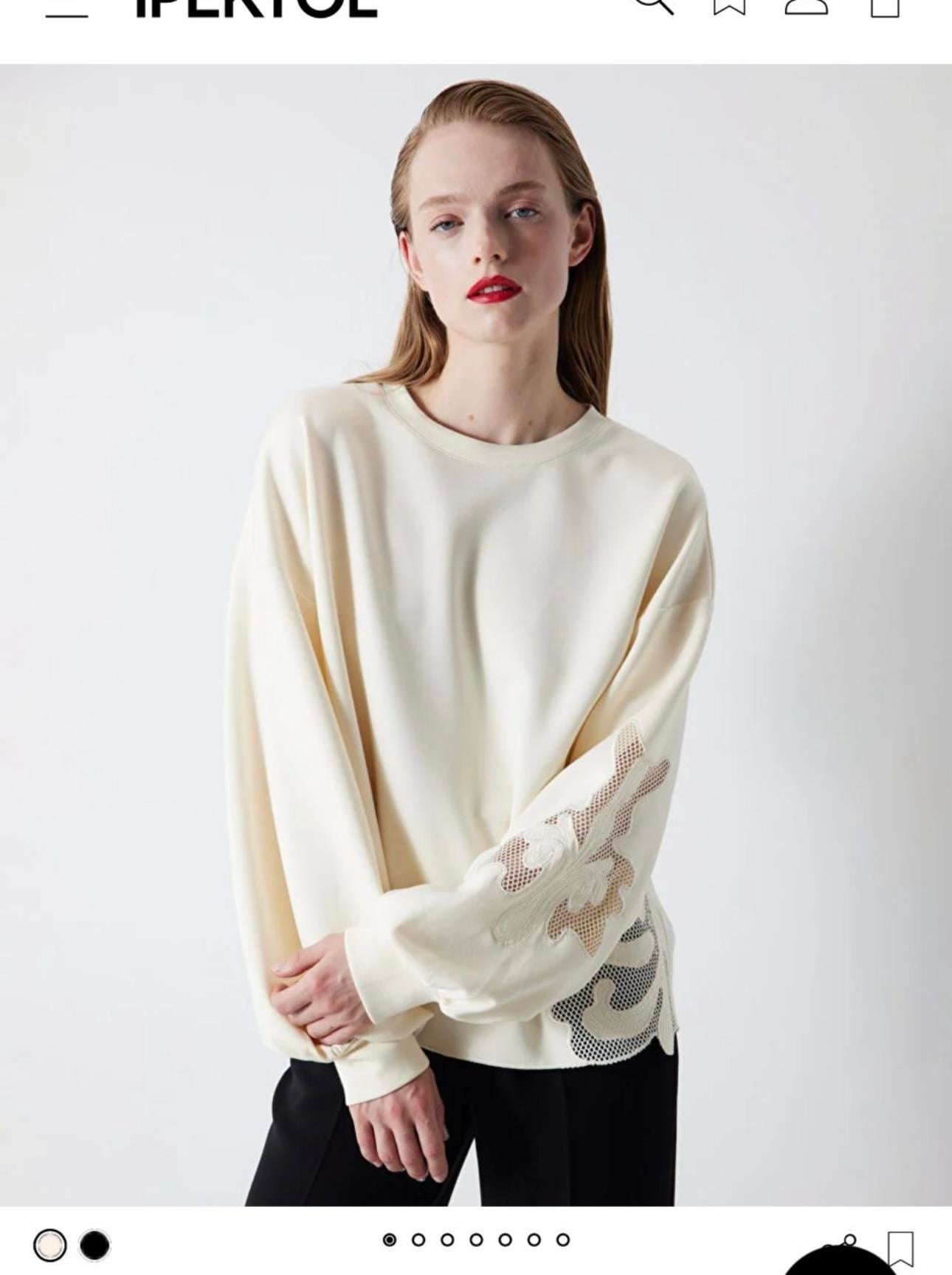 Orjinal Model Nakış Aplikeli Bej Modal Sweat