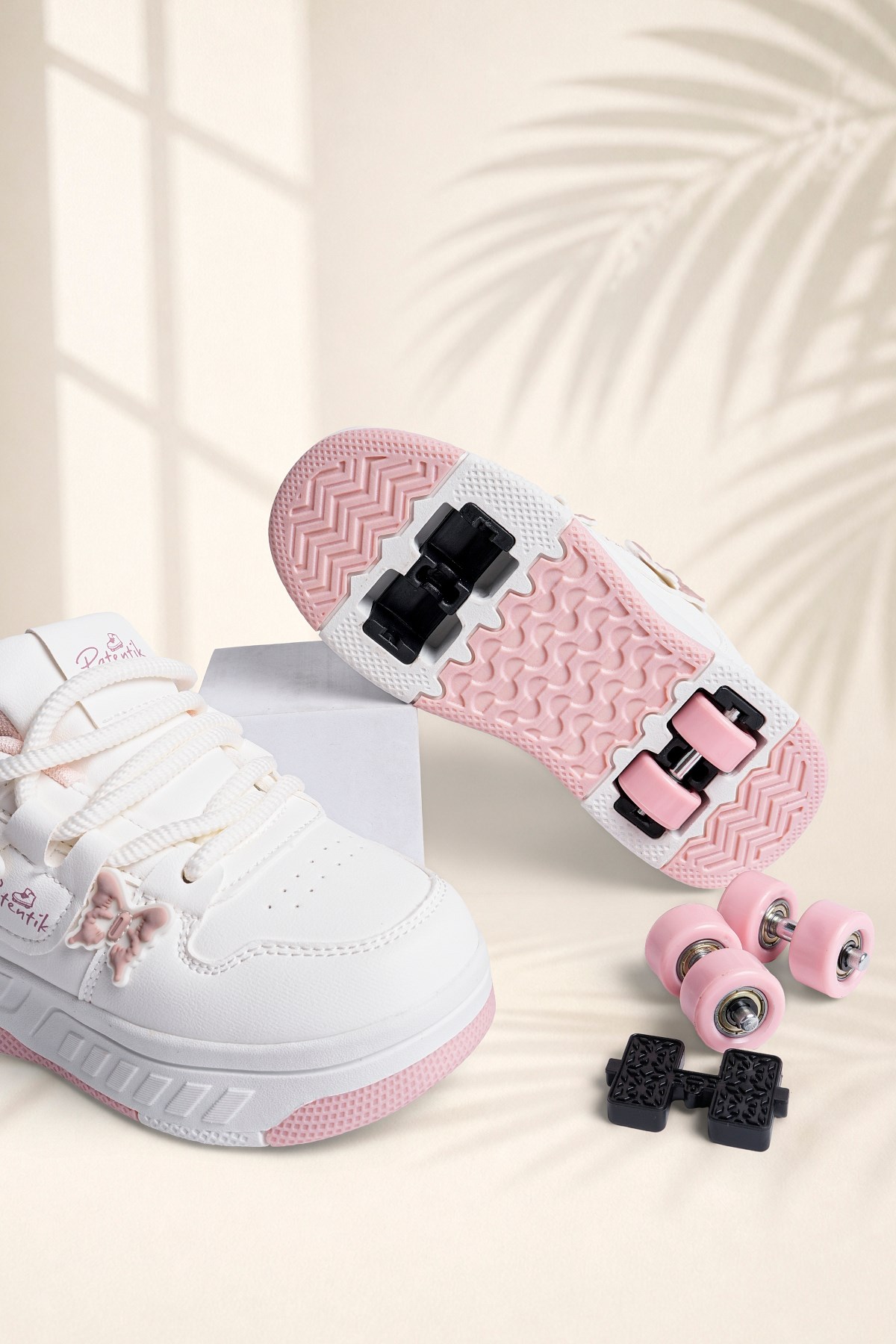 Çocuk Patenli 4 Tekerlekli Beyaz Spor Paten Ayakkabı - Tekerlekli Sneakers SeferiPaten