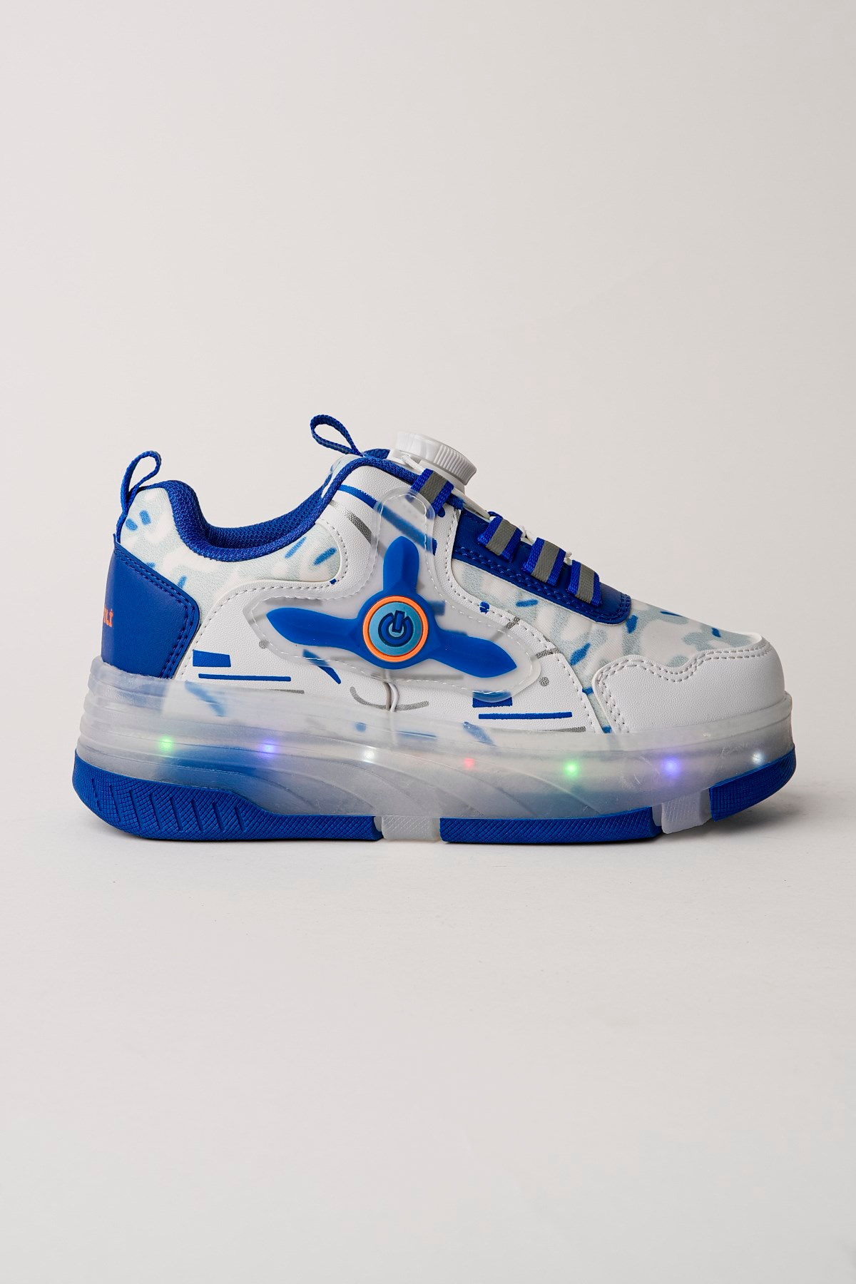 Çocuk Patenli 4 Tekerlekli Mavi Spor Işıklı Paten Ayakkabı - Tekerlekli Sneakers SeferiPaten