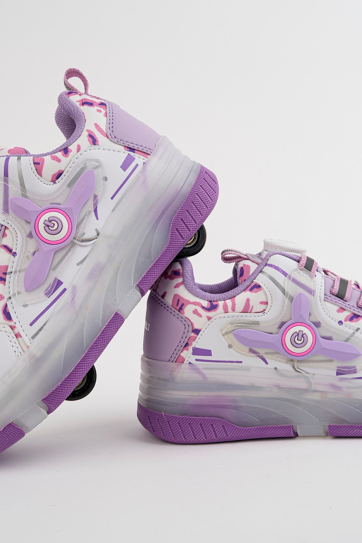 Çocuk Patenli 4 Tekerlekli Mor Spor Işıklı Paten Ayakkabı - Tekerlekli Sneakers SeferiPaten