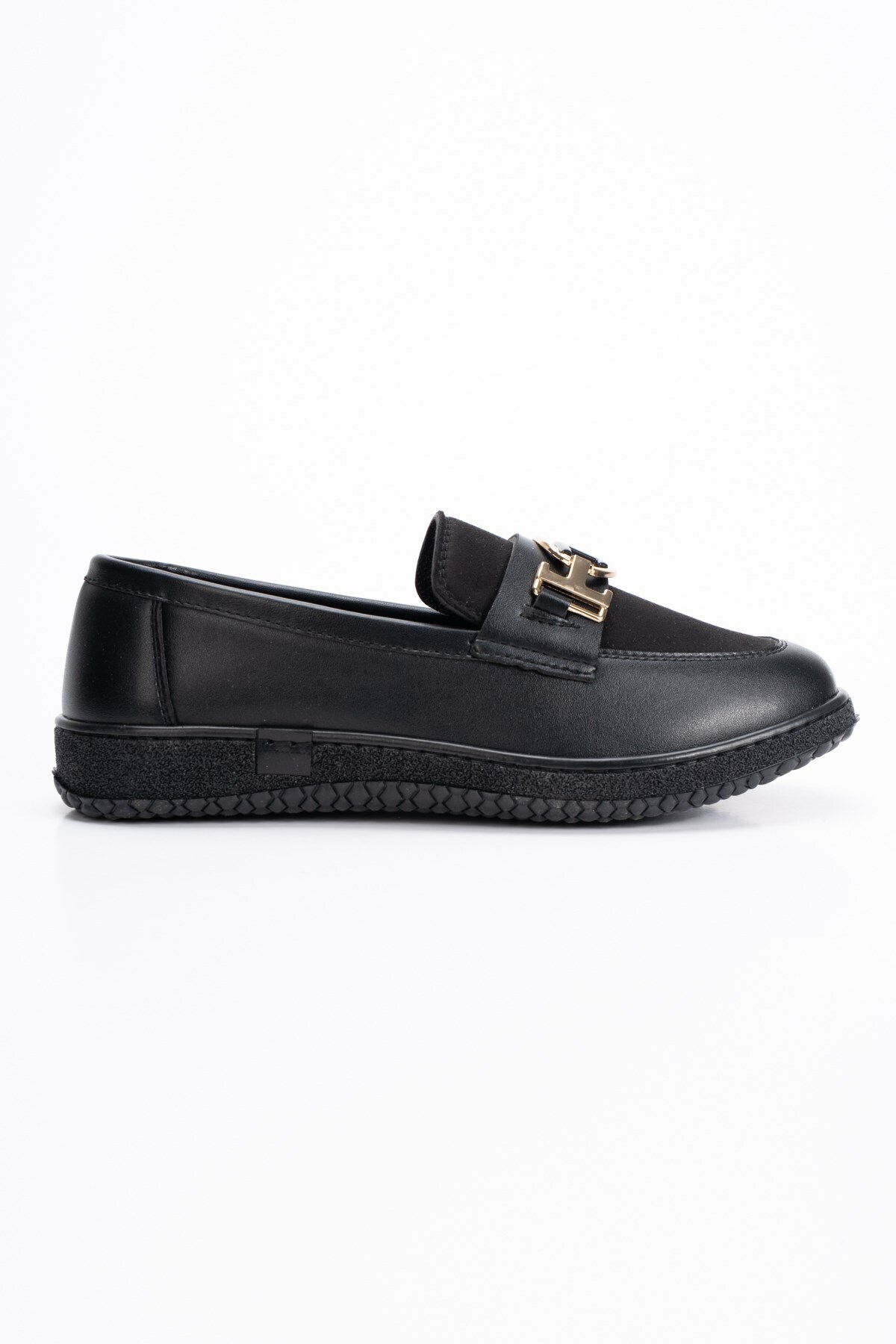 Kadın Siyah Loafer Makosen Tokalı Klasik Günlük Ayakkabı s2546