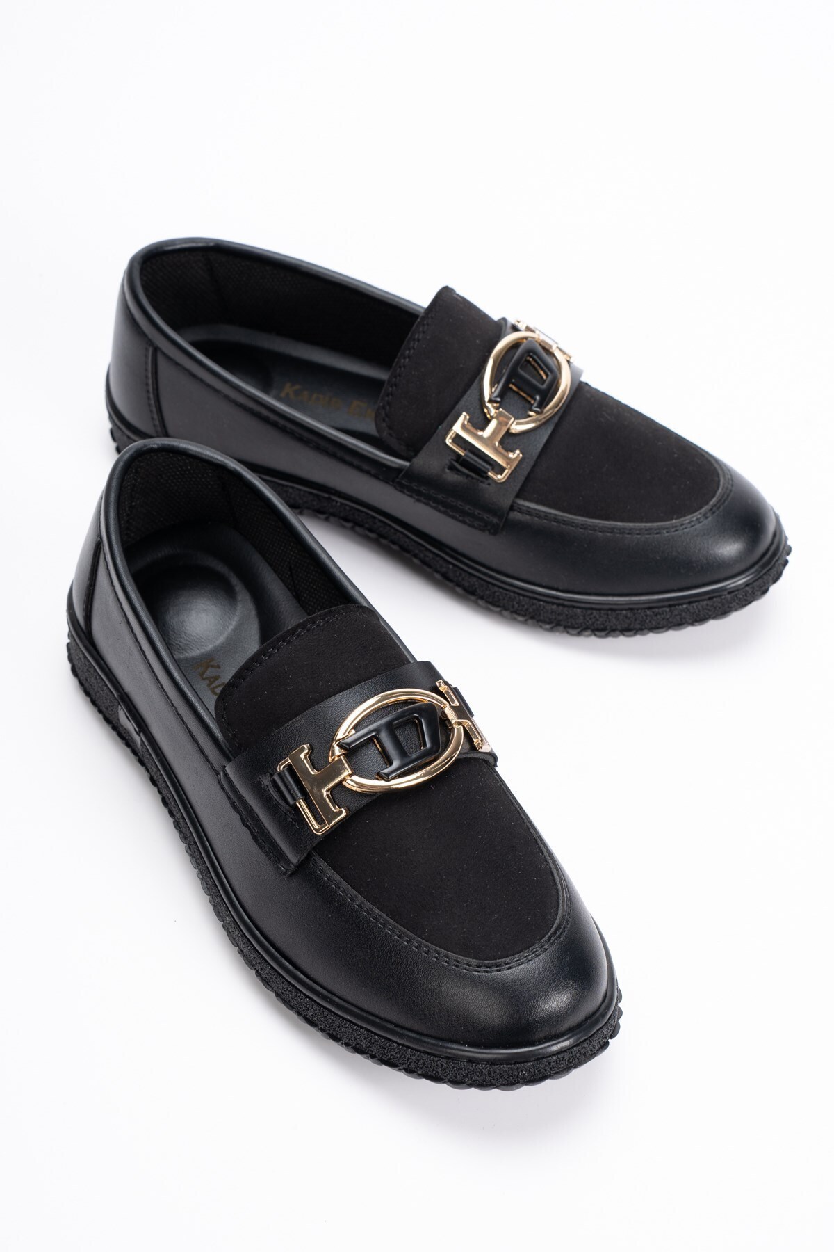 Kadın Siyah Loafer Makosen Tokalı Klasik Günlük Ayakkabı s2546