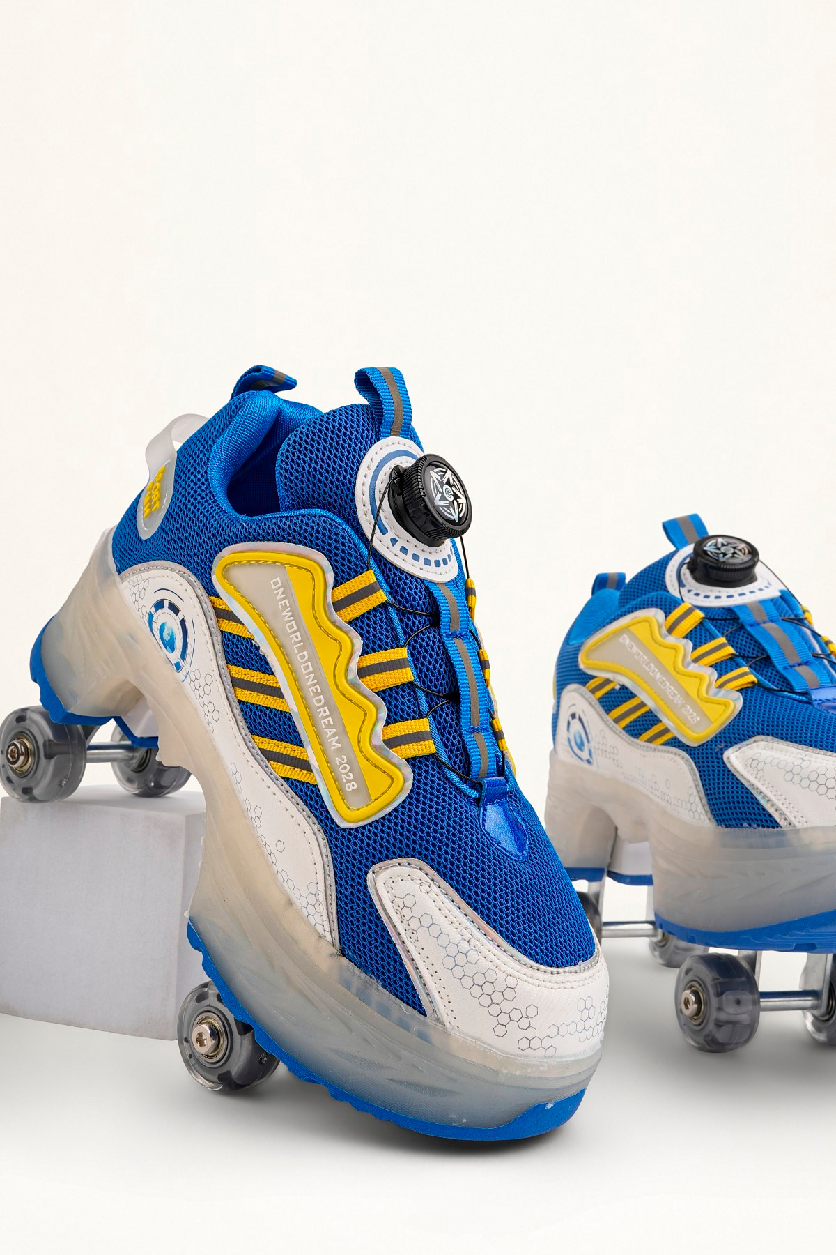 Mavi 4 Tekerlekli -Teker Işıklı -İçe Kapanmalı Tekerlekli Paten Spor Ayakkabı - Tekerlekli Sneakers  Seferi
