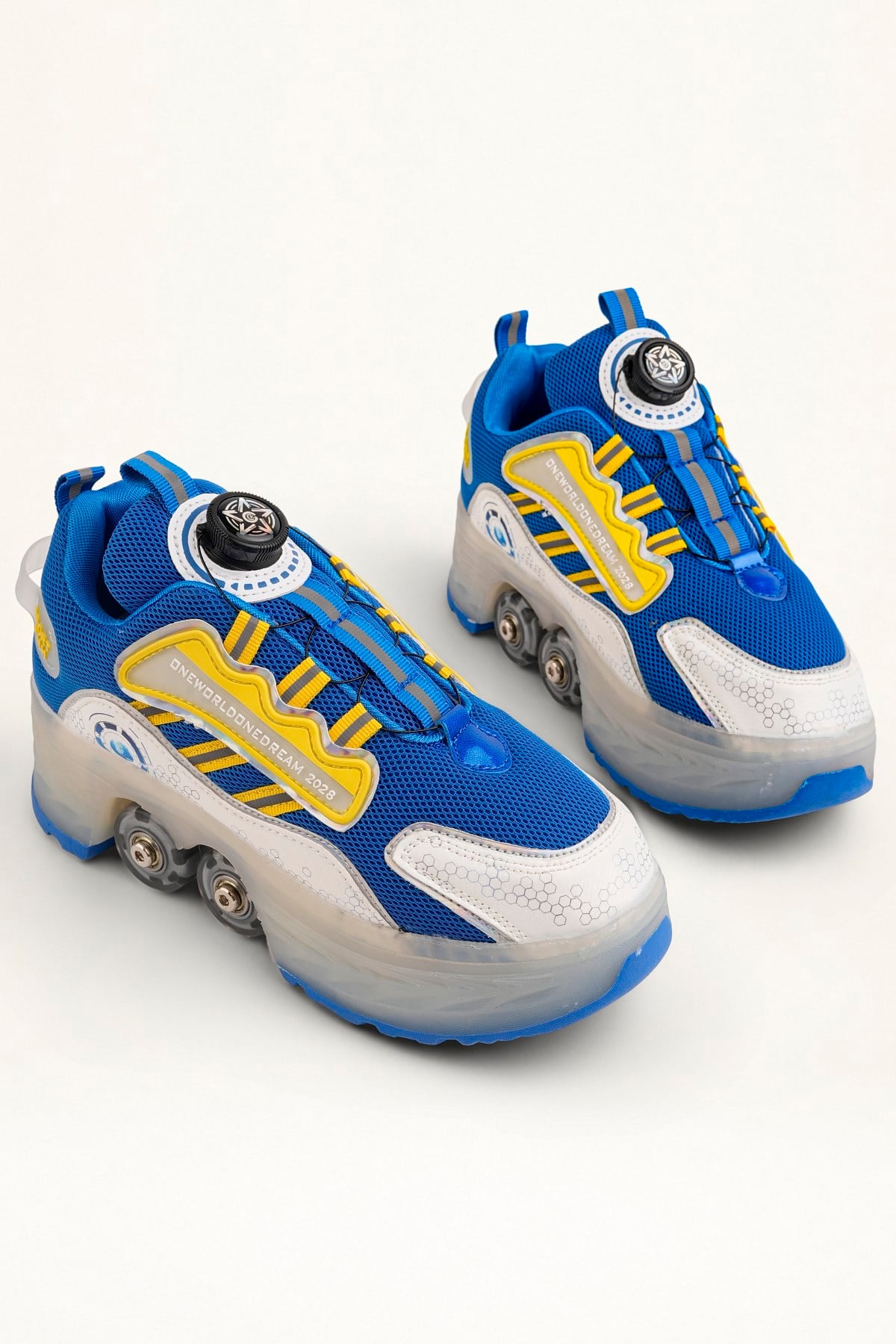 Mavi 4 Tekerlekli -Teker Işıklı -İçe Kapanmalı Tekerlekli Paten Spor Ayakkabı - Tekerlekli Sneakers  Seferi