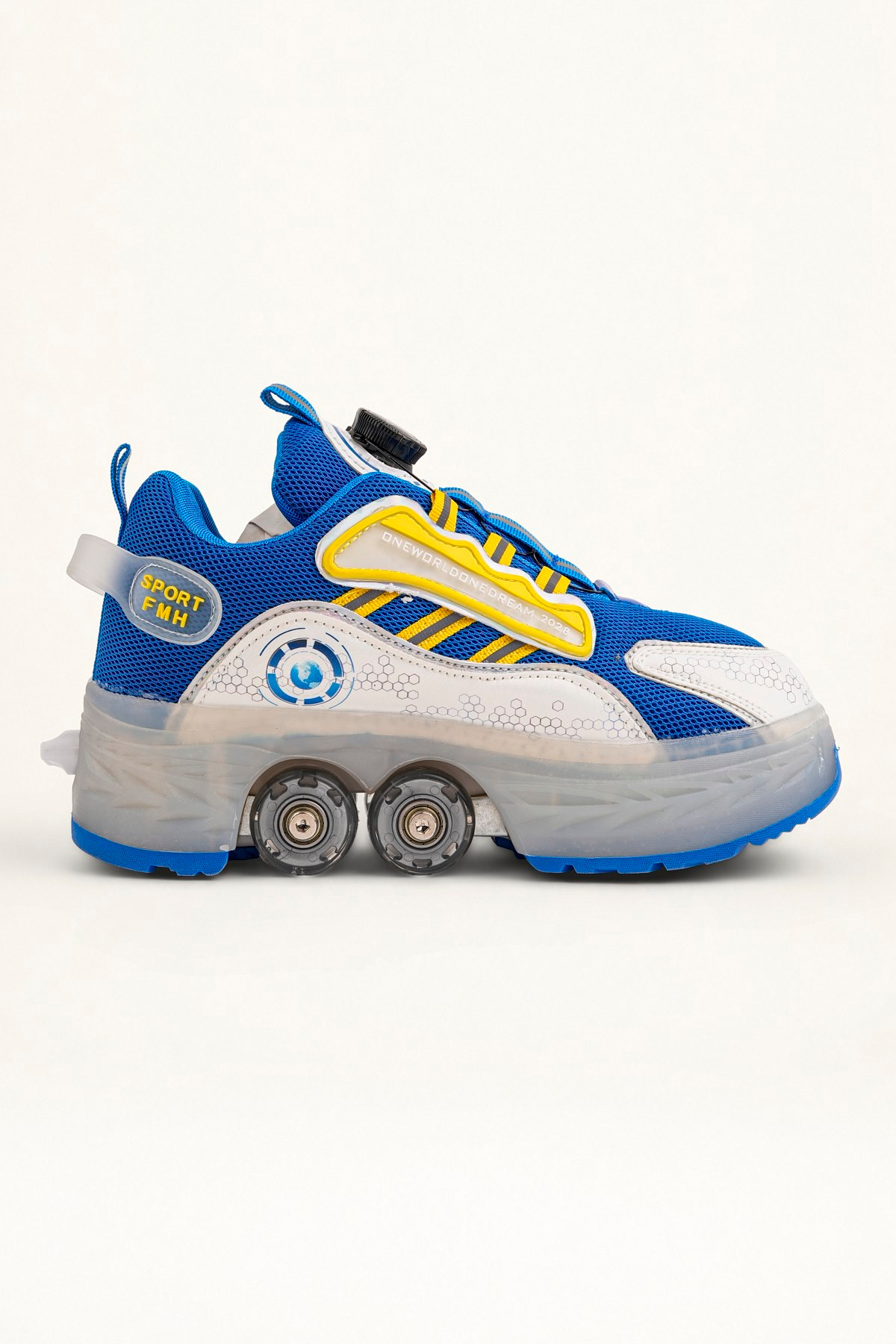 Mavi 4 Tekerlekli -Teker Işıklı -İçe Kapanmalı Tekerlekli Paten Spor Ayakkabı - Tekerlekli Sneakers  Seferi