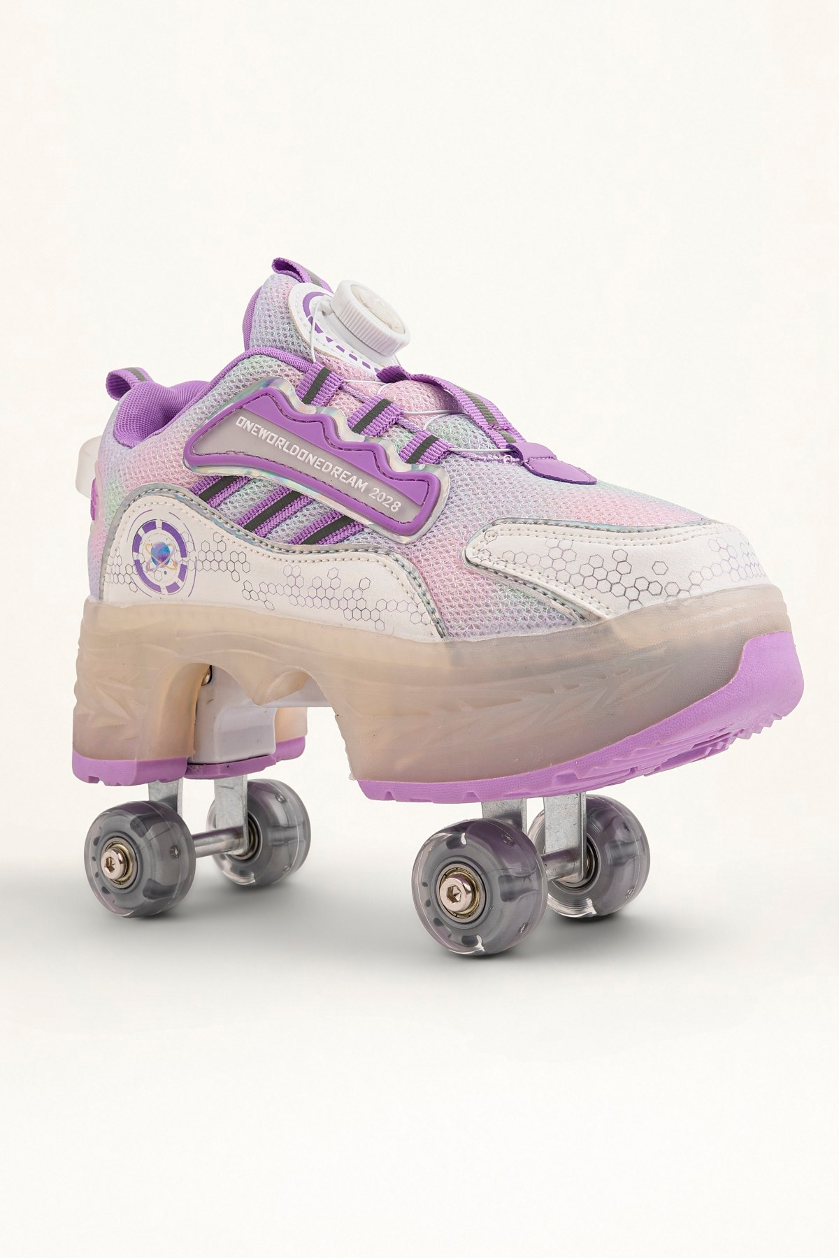 Mor 4 Tekerlekli -Teker Işıklı -İçe Kapanmalı Tekerlekli Paten Spor Ayakkabı - Tekerlekli Sneakers  Seferi