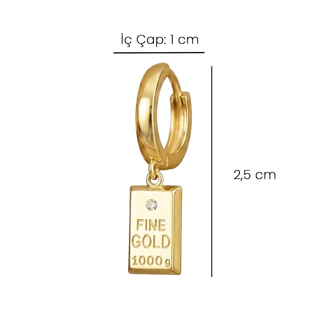 Sallantılı Külçe Küpe 14 Ayar Altın 2,5 Cm