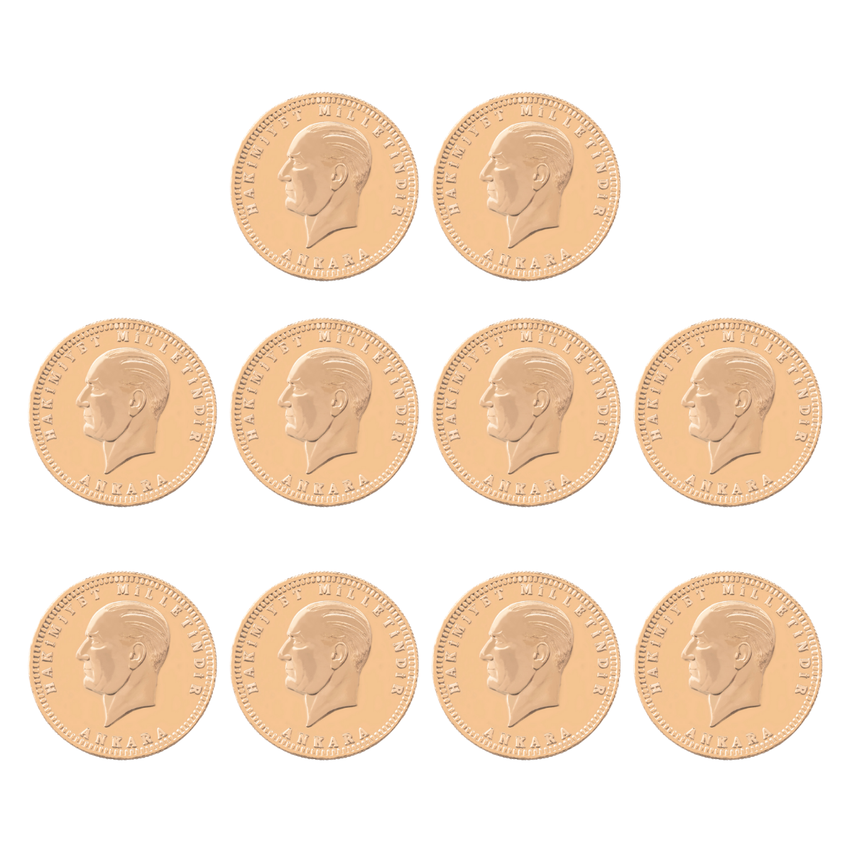 10 Adet Yeni Yarım Ata Altın