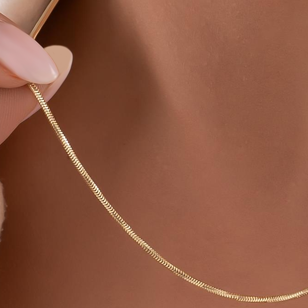 14 Ayar Balıksırtı Altın Zincir 1 Mm