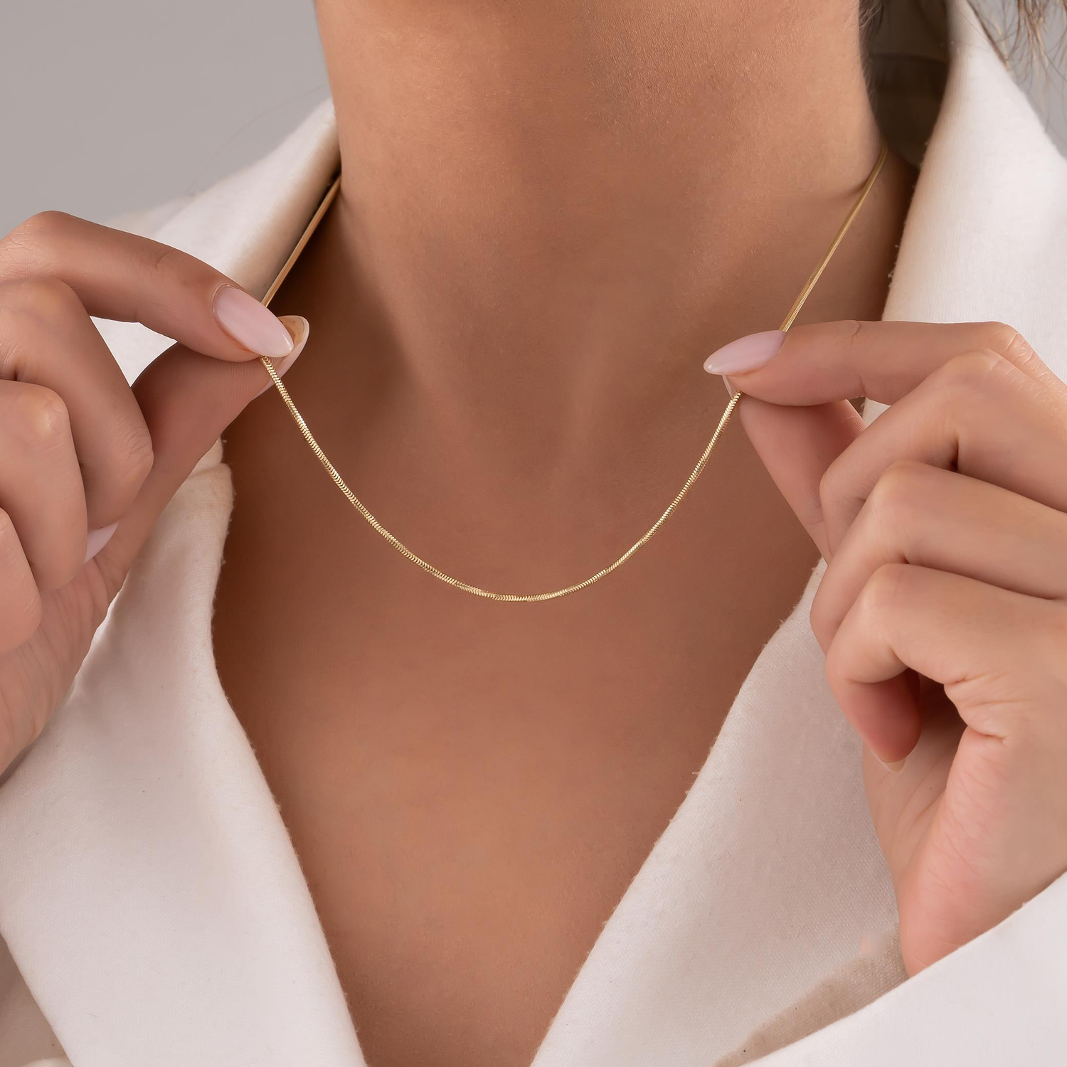 14 Ayar Balıksırtı Altın Zincir 1 Mm