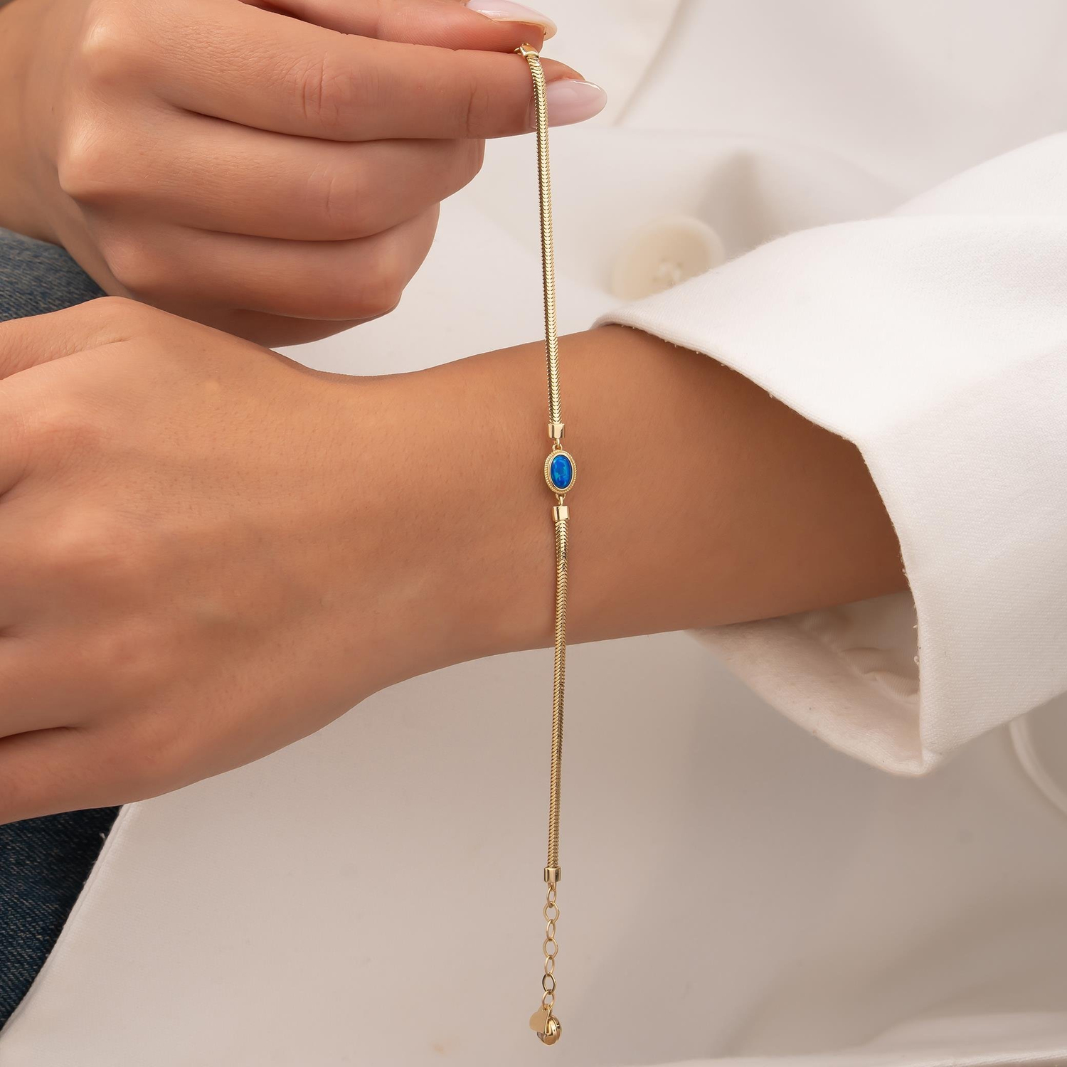 14 Ayar Renkli Mavi Taşlı Bileklik