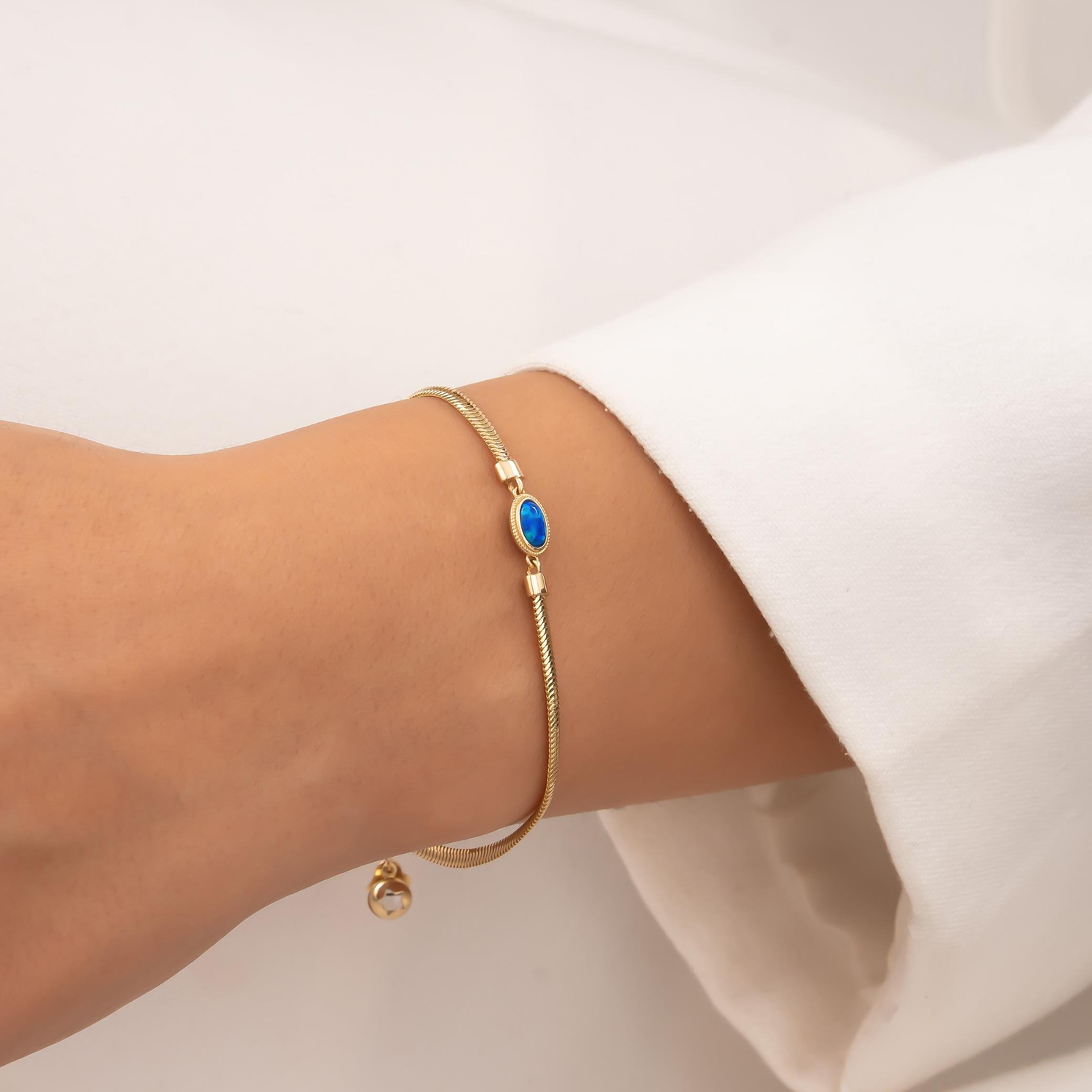 14 Ayar Renkli Mavi Taşlı Bileklik