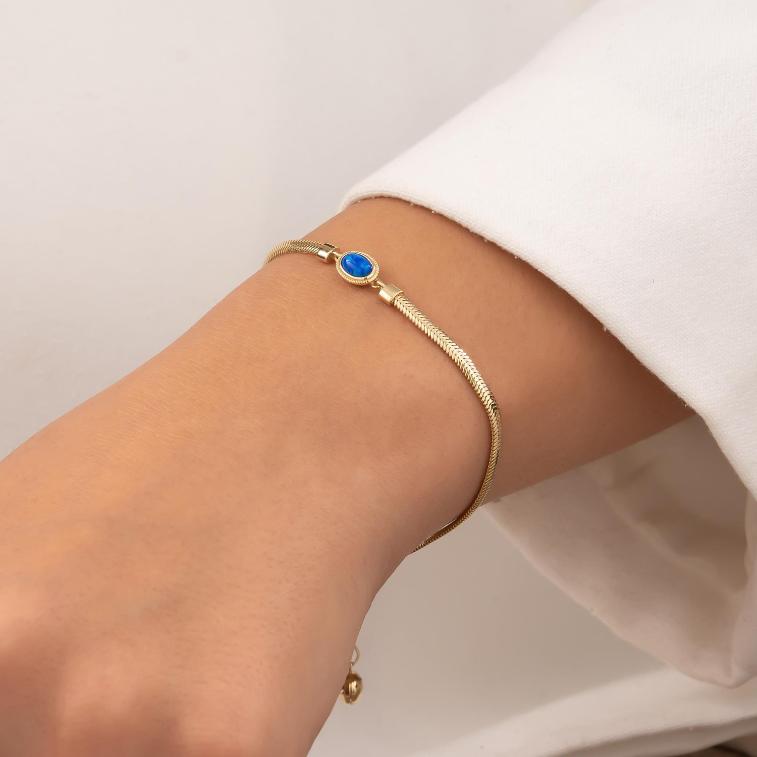 14 Ayar Renkli Mavi Taşlı Bileklik