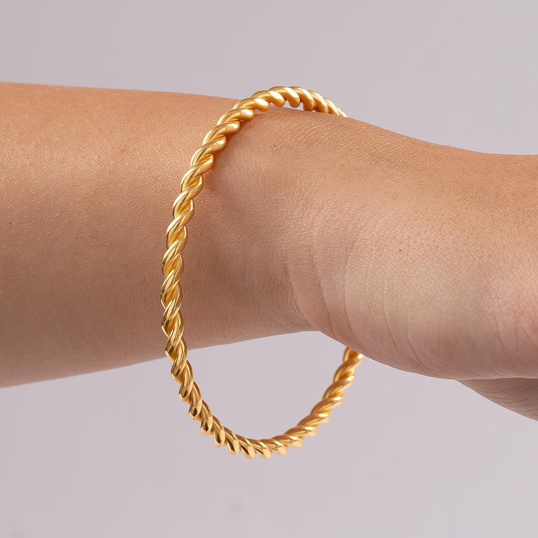 30 Gram Düz İkili Burma Bilezik 22 Ayar