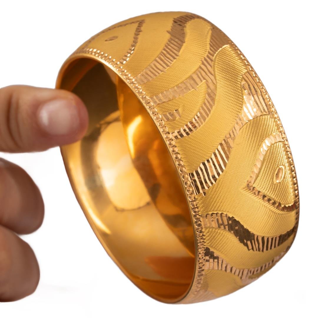 35 Gram (Gr) 40Mm Dalga Desen Mega Bilezik 22 Ayar Yatırımlık İşçiliksiz