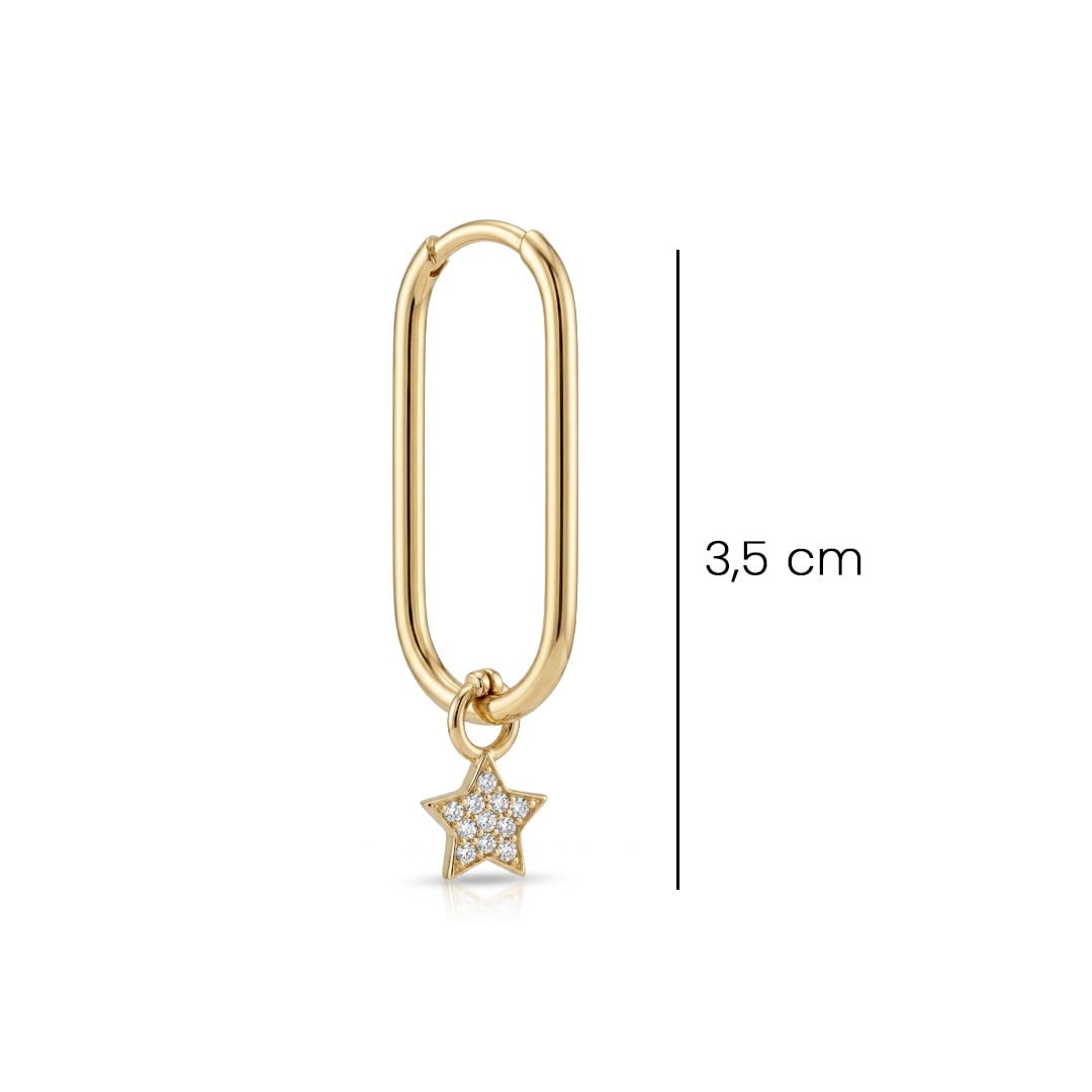 Yıldız Sallantılı 14 Ayar Altın Küpe 3,5 cm