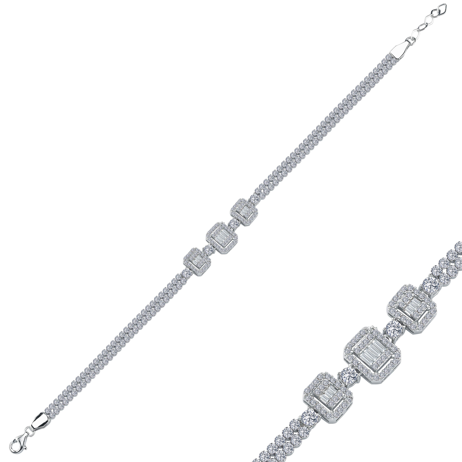 Baget Taşlı Altın 14 Ayar Bileklik