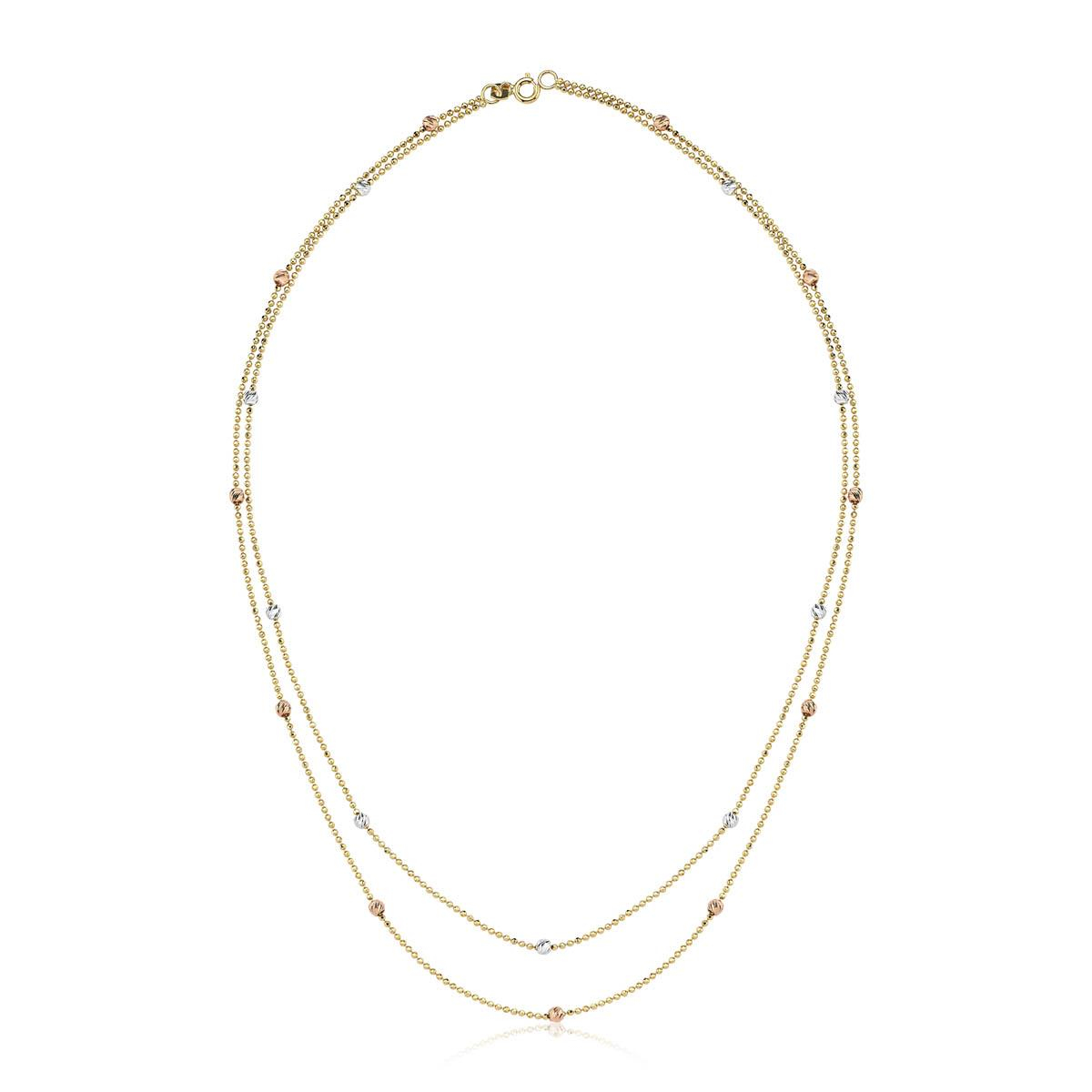 İki Sıra Altın Dorikalı Kolye 14 Ayar