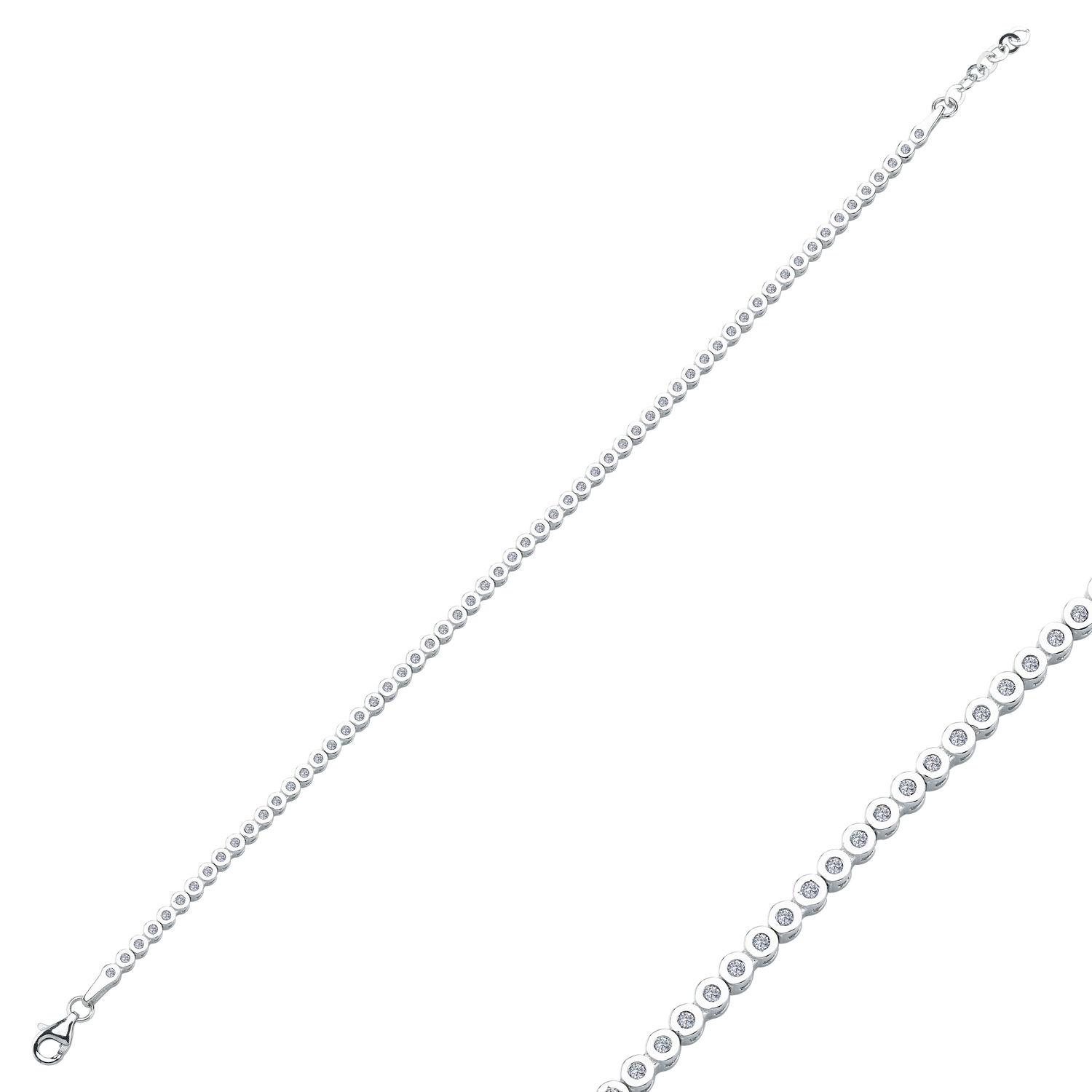 Taşlı Yuvarlak 14 Ayar Altın Suyolu Bileklik