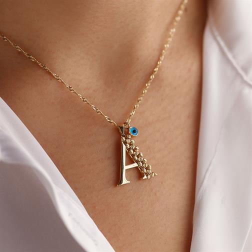 A Harf Dorika Toplu 14 Ayar Altın Kolye