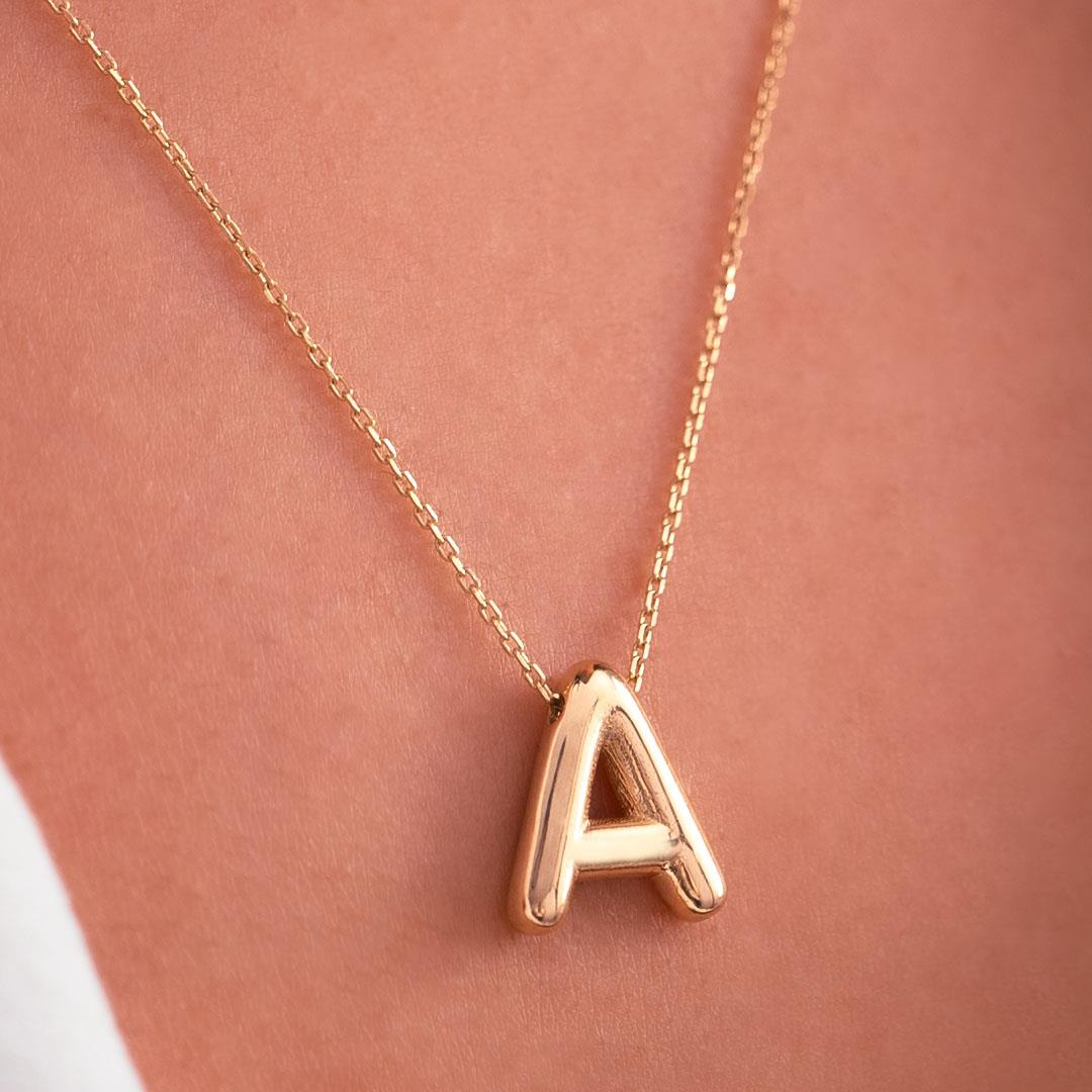 A Harfi Balon Model 14 Ayar Altın Kolye