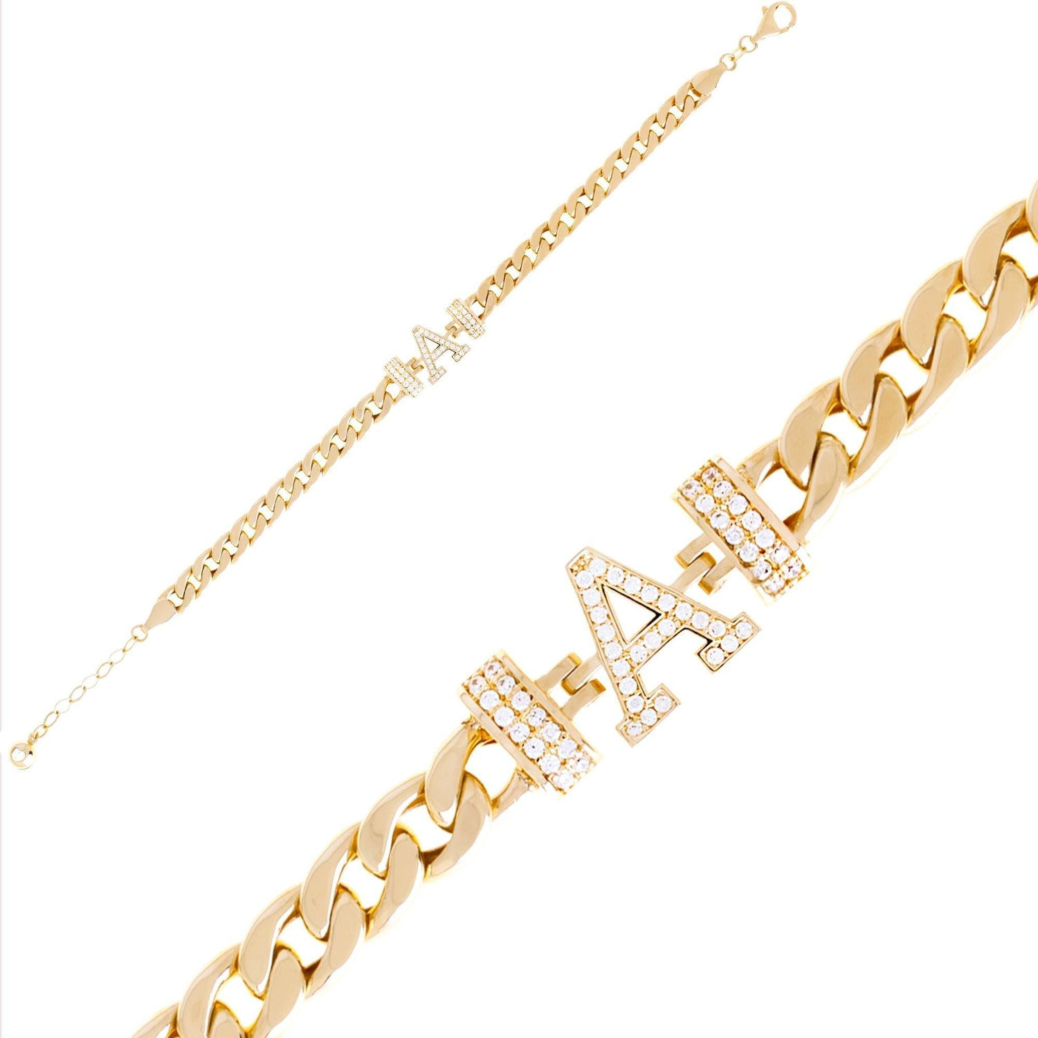 A Harfli 14 Ayar Altın Bileklik