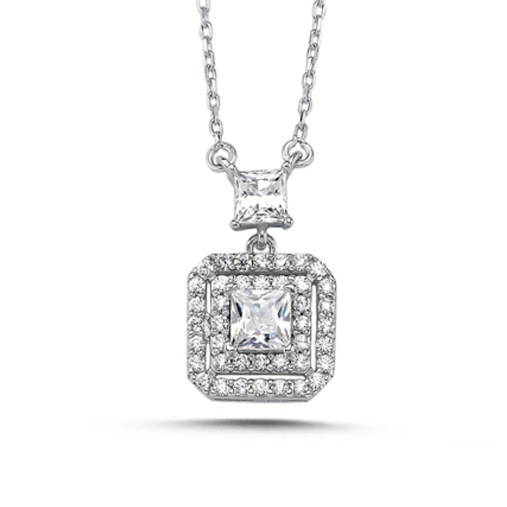 Baget Taşlı Kolye Altın