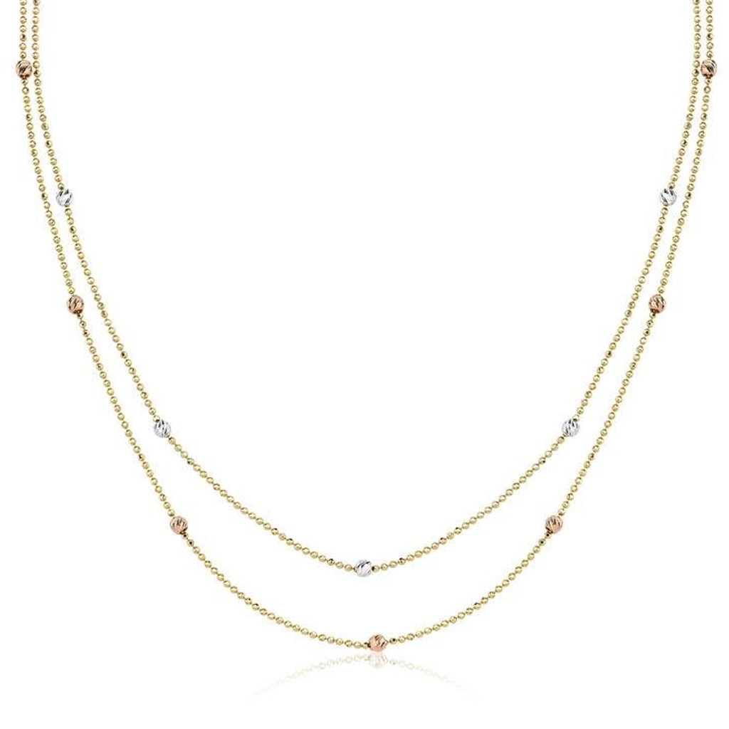 İki Sıra Altın Dorikalı Kolye 14 Ayar