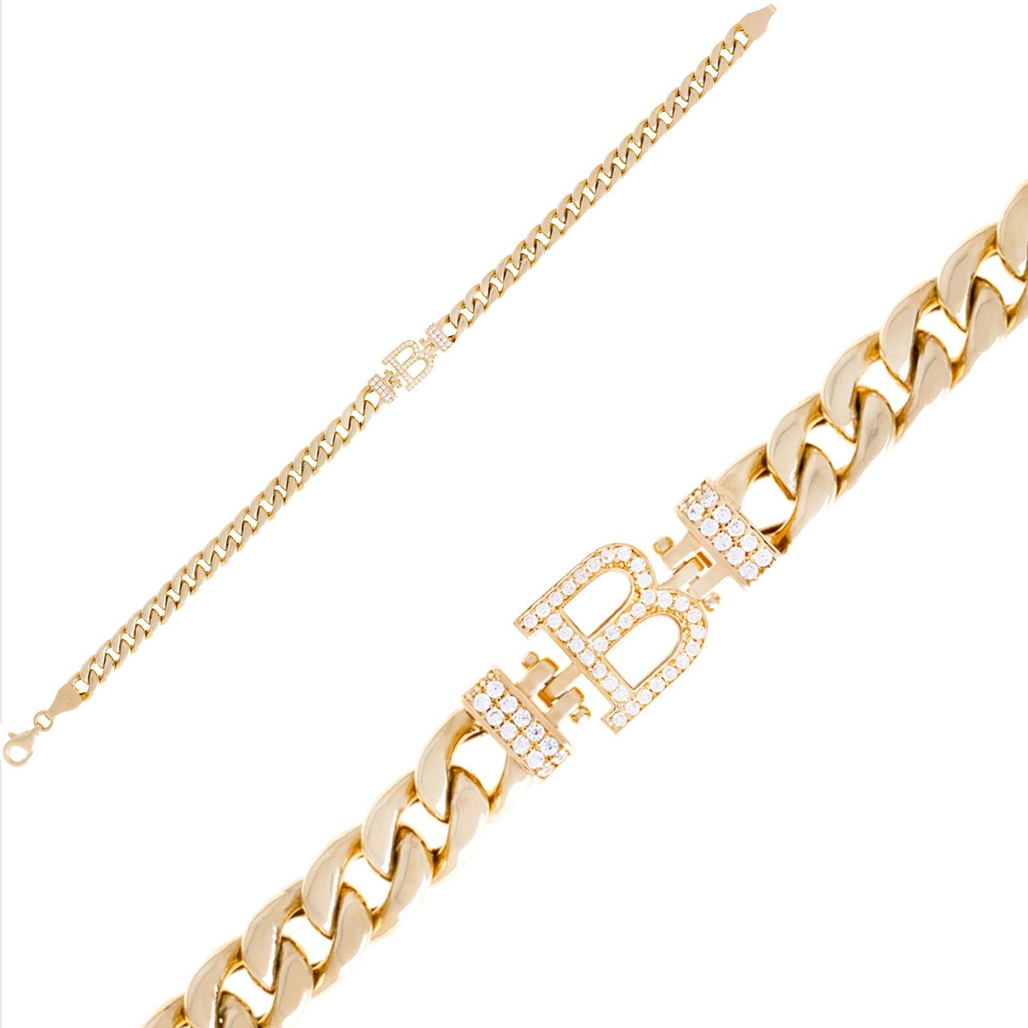 B Harfli 14 Ayar Altın Bileklik