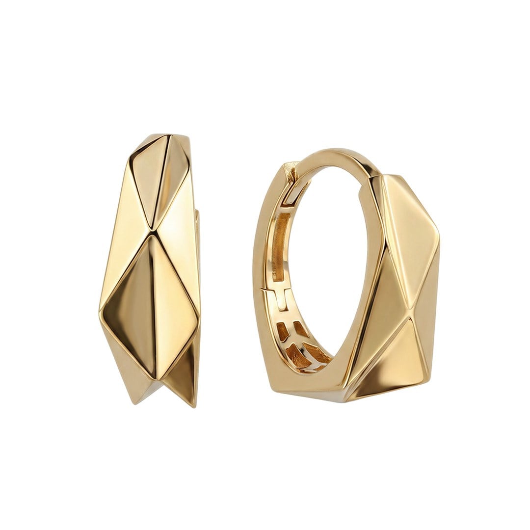 Geometrik Desenli 14 Ayar Altın Küpe 1,5 Cm