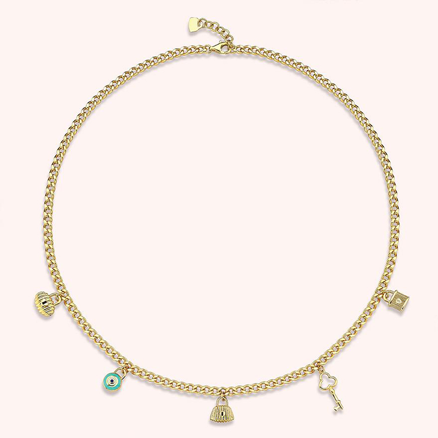 Cetaş Mini Dilek Kilit Kolye14 Ayar Sarı Altın Mini Dilek Kilit Kolye