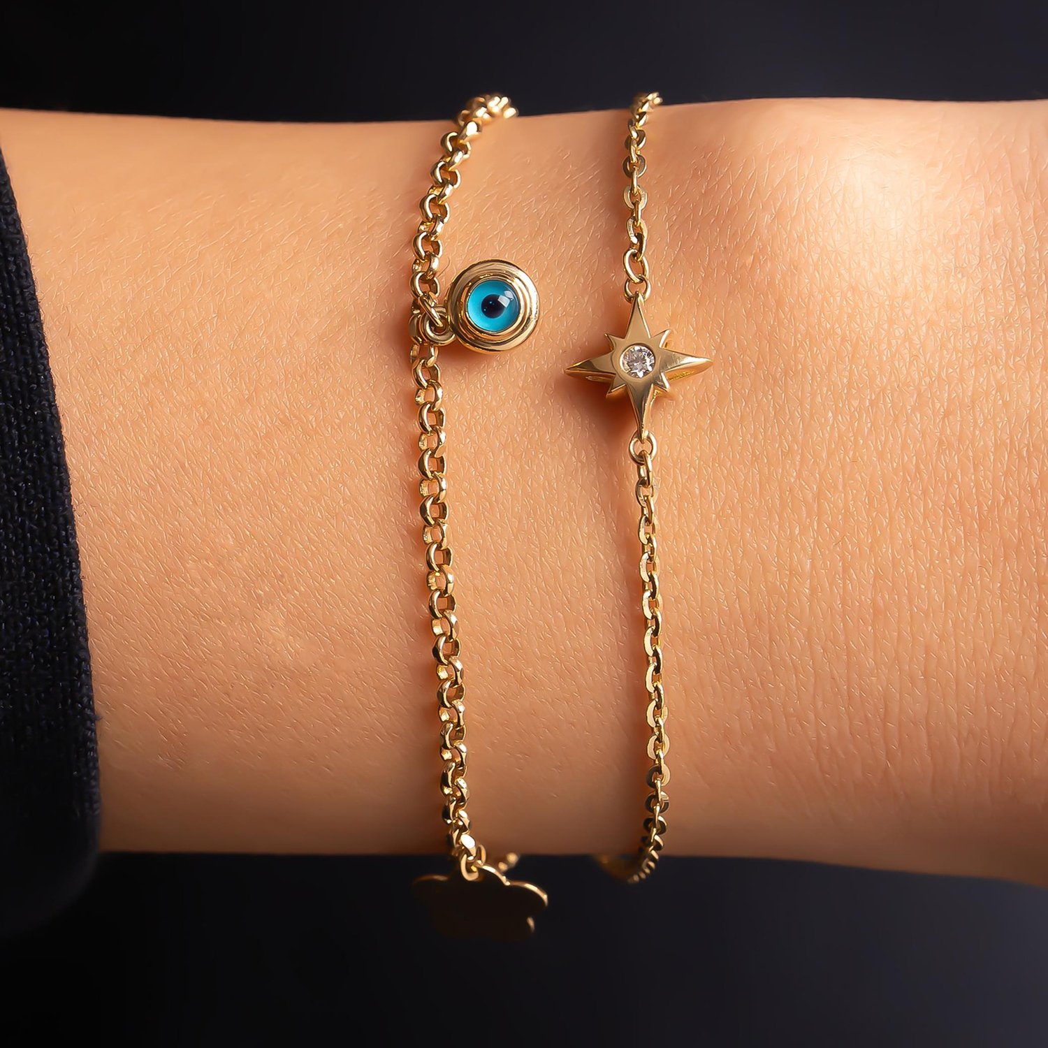 Cetaş Nazar Boncuklu  Bileklik 14 Ayar Altın