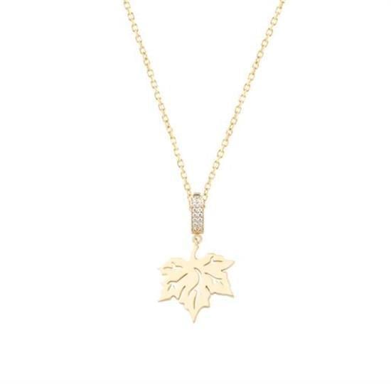 Çınar Yaprak 14 Ayar Altın Charm Kolye Ucu