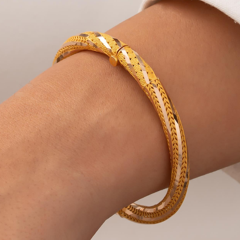 Desenli 14 Ayar Altın Bilezik