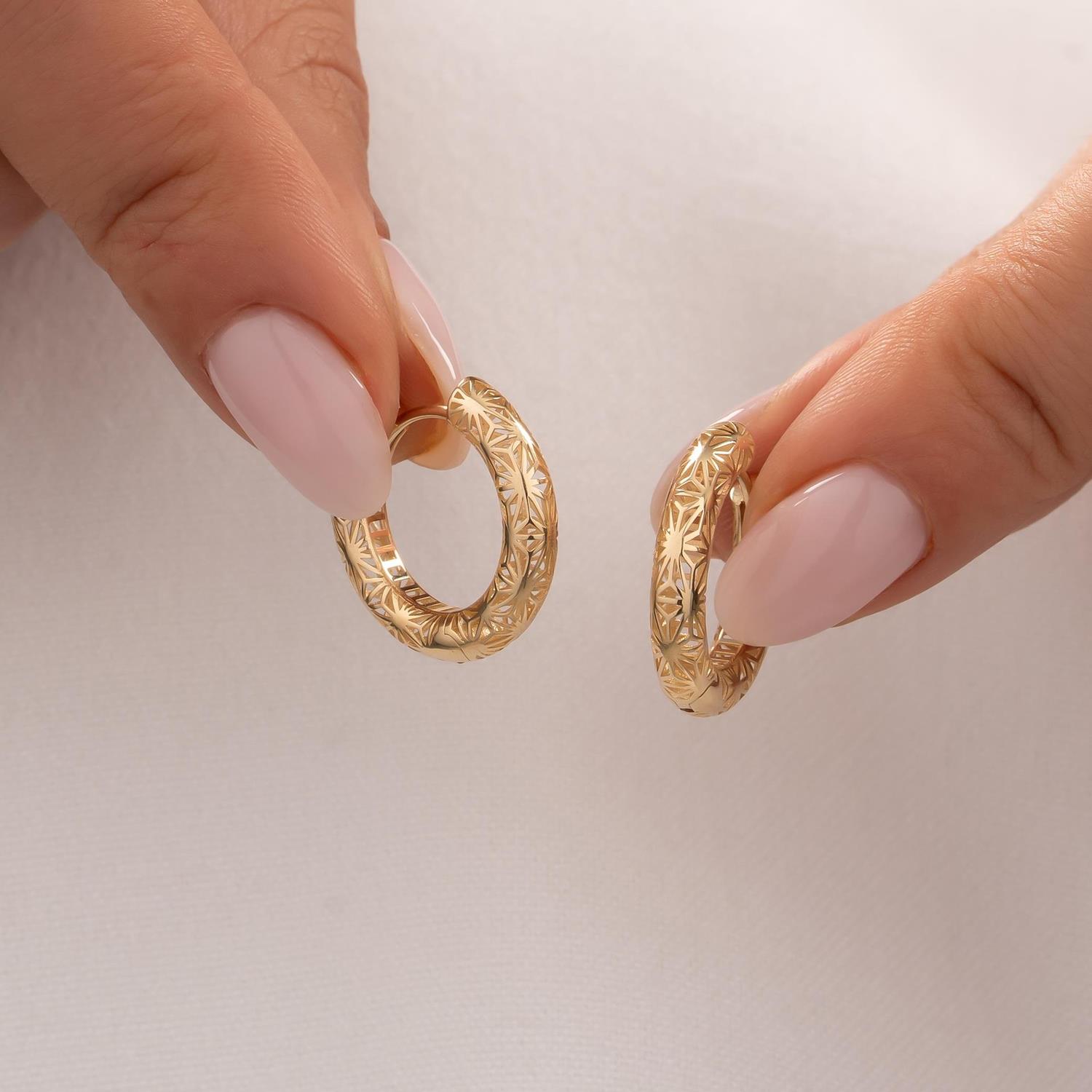 Desenli 14 Ayar Altın Küpe