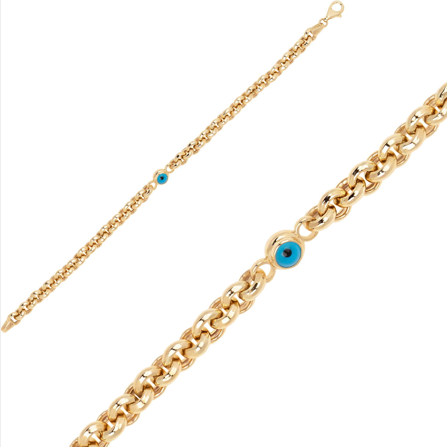 Doç Tek Nazar Boncuk Bileklik 14 Ayar Altın