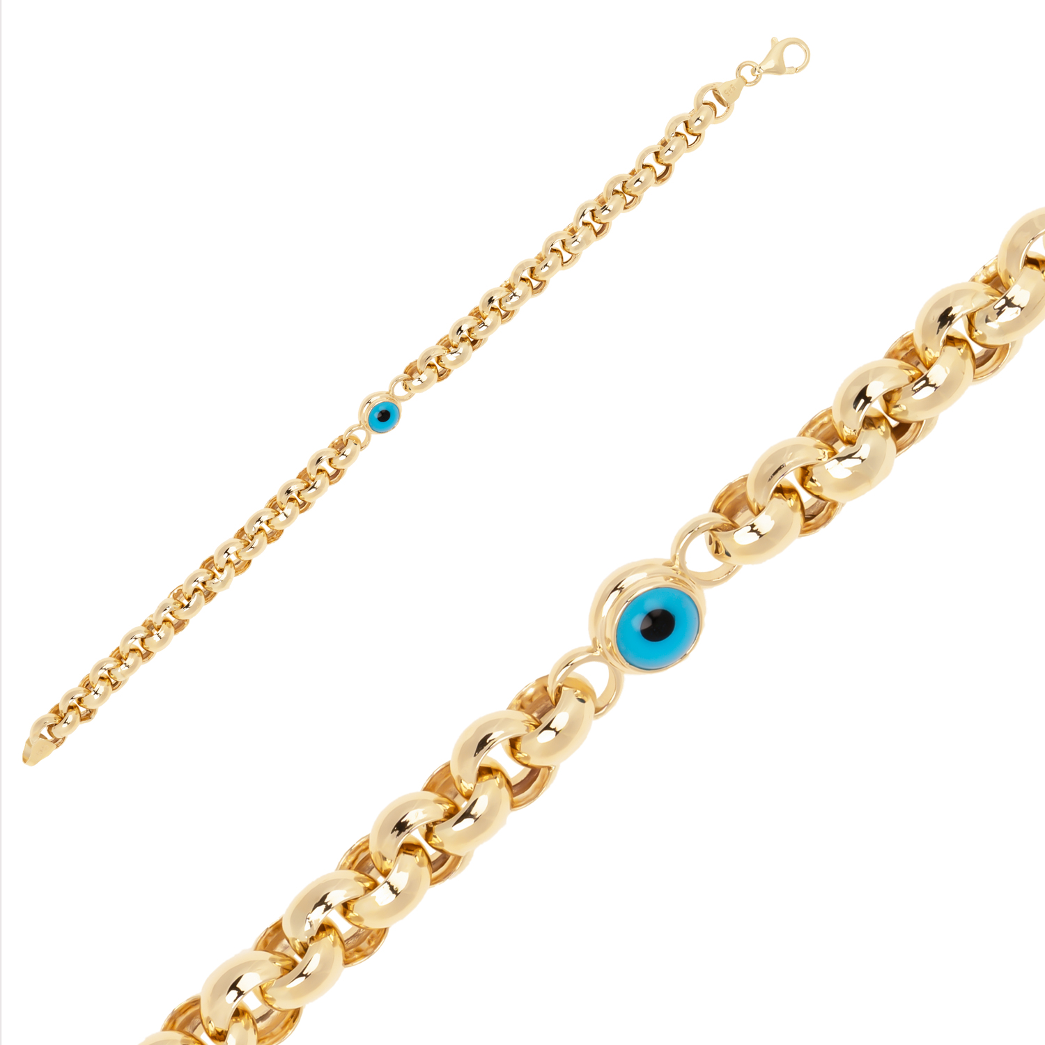 Doç Tek Nazar Boncuk 14 Ayar Altın Bileklik