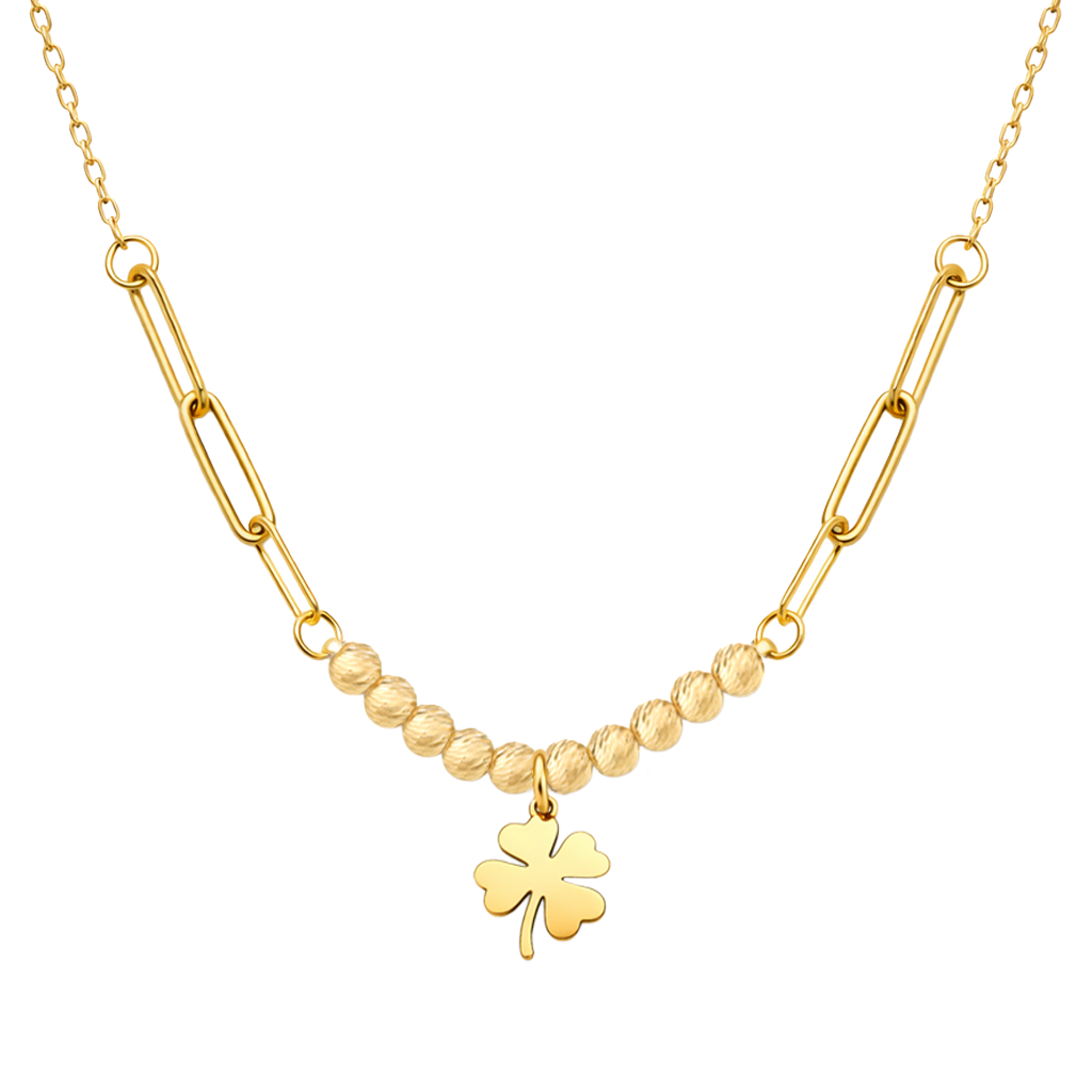 Dört Yapraklı Yonca 14 Ayar Altın Minimal Kolye
